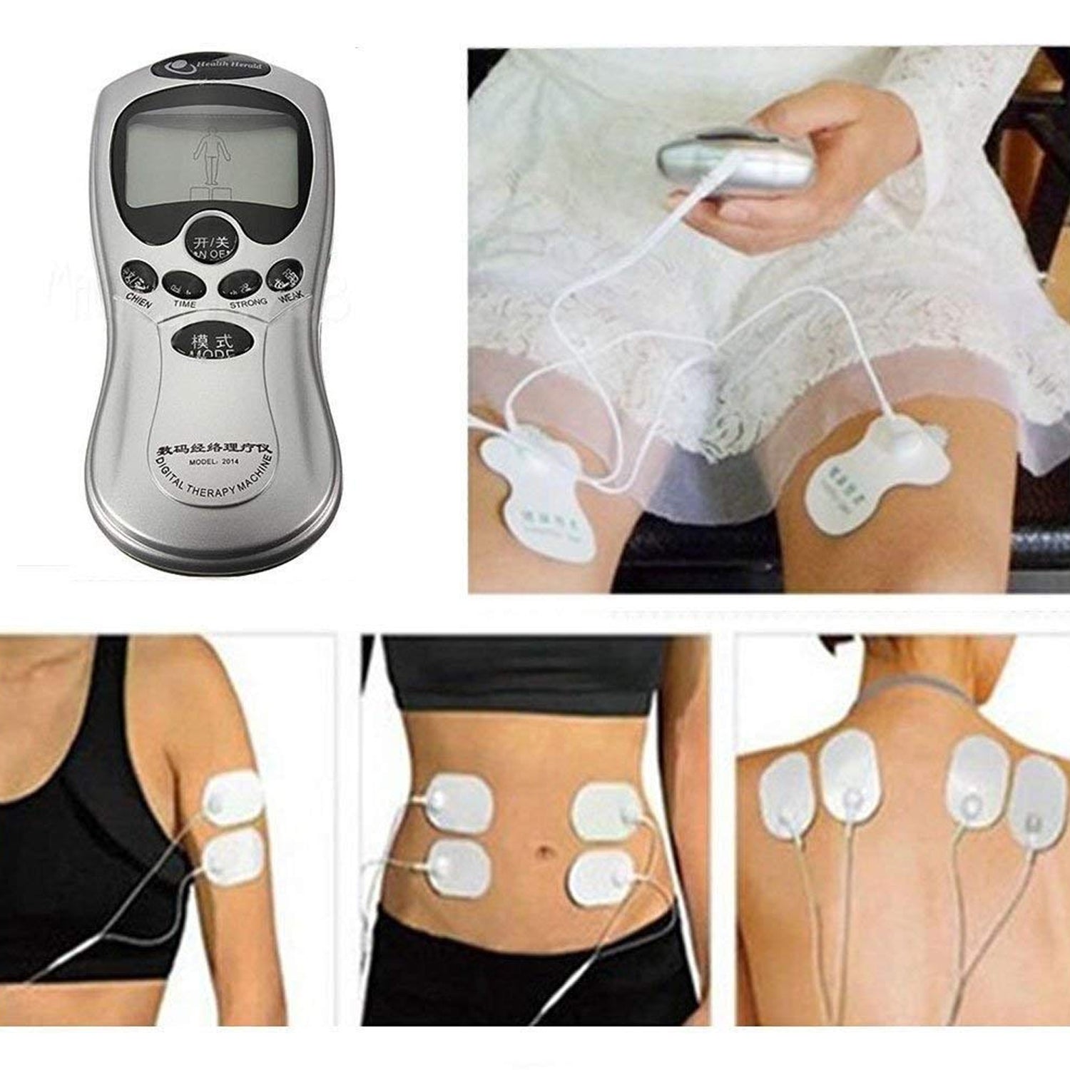 6723 Multifunctional Massager, Health Care Digital Chinese Meridian Tens Therapy Massager Relax Body Muscle Acupuncture Machine 4 Electrode Pads & Charger Adapter and Cable, Physiotherapy, Electric Digital Therapy neck back Mane Massage