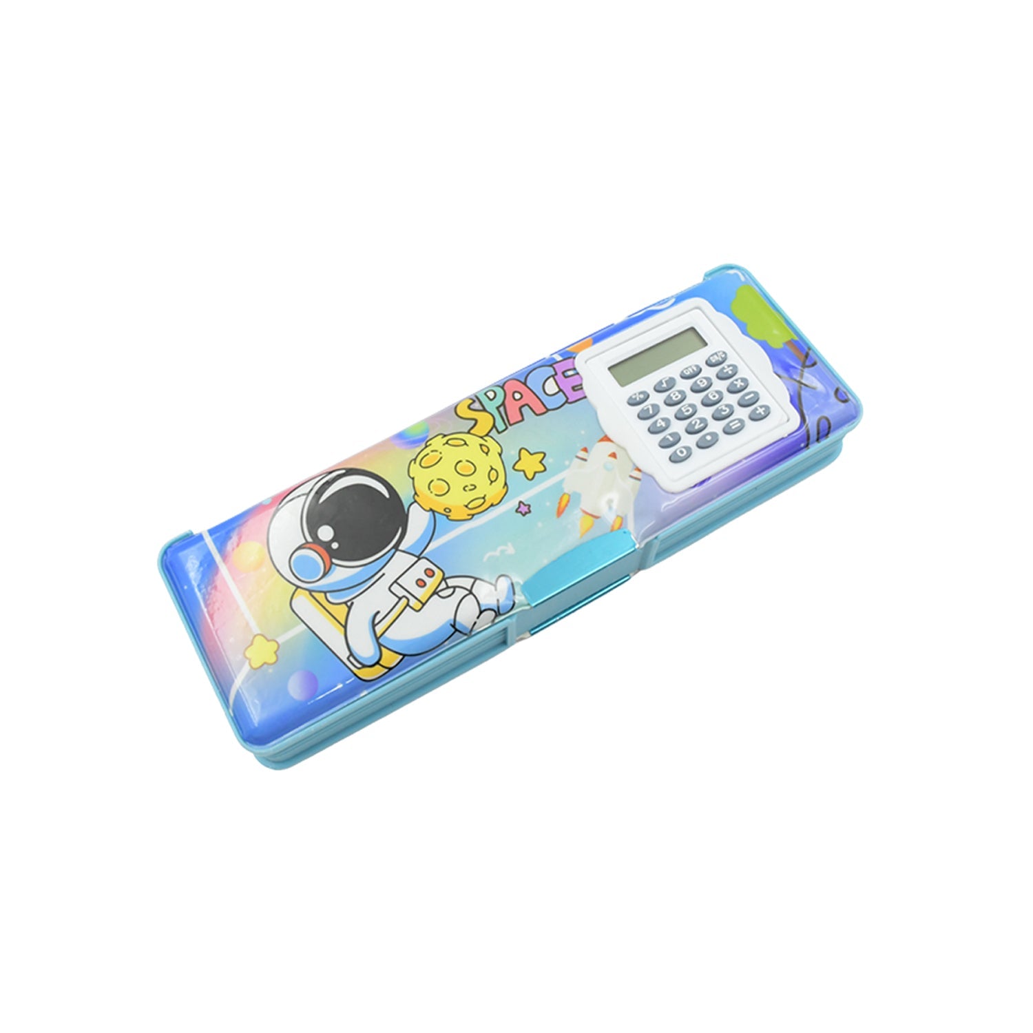 4257 Double Sided Magnetic Geometry Box, Pencil Box with Calculator for Boys Art Plastic Pencil Box for Girls and Boys