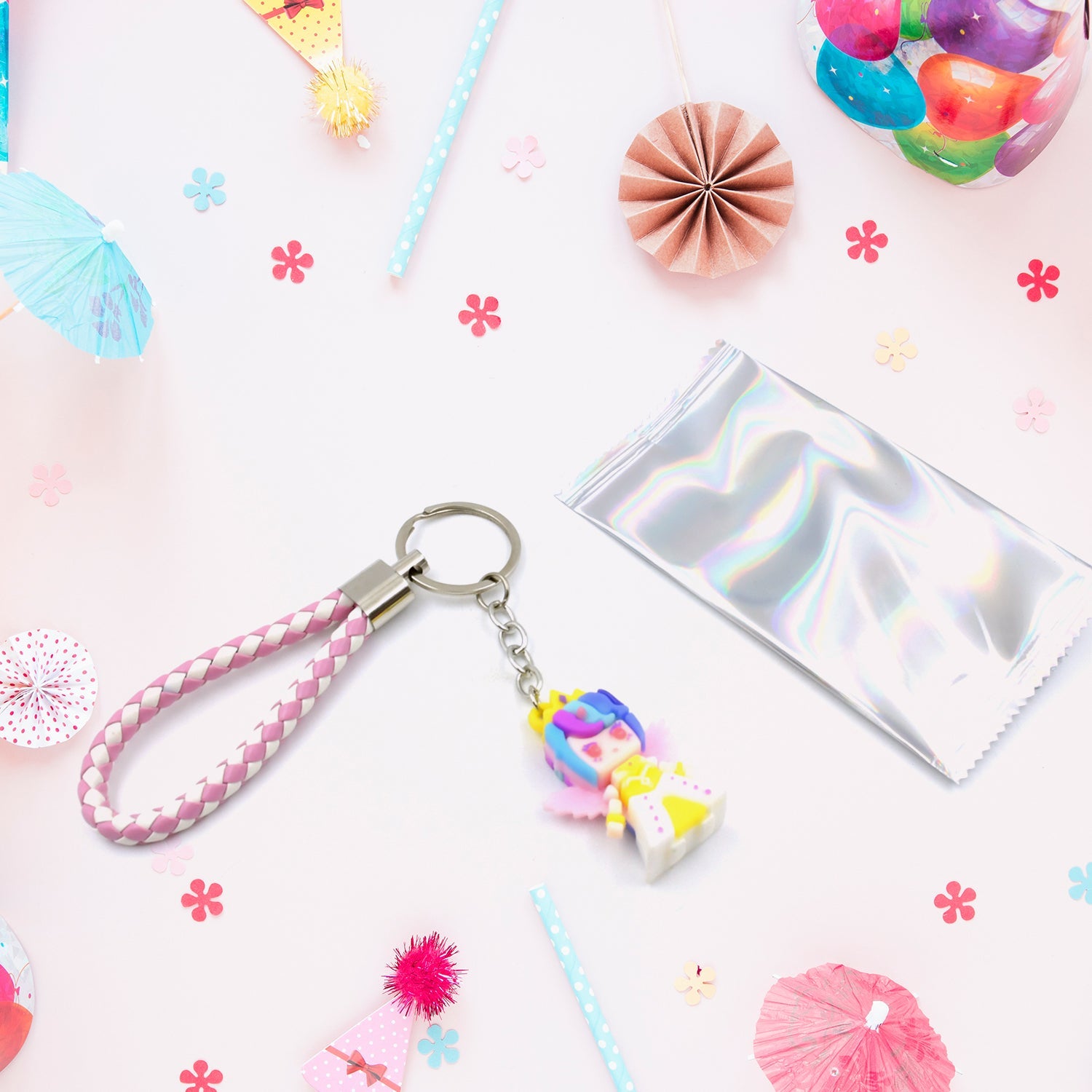 8837 Cute Keychain With Card Gift - Keychain Accessories Key Chain Backpack Charms Car Keys Keychain for Kids Girls, Unicorn Toy and Charm Key- Chain for Bag / Door Key- Ring / car Key- Ring / Party Favor (Mix Color & Design 1 Pc )