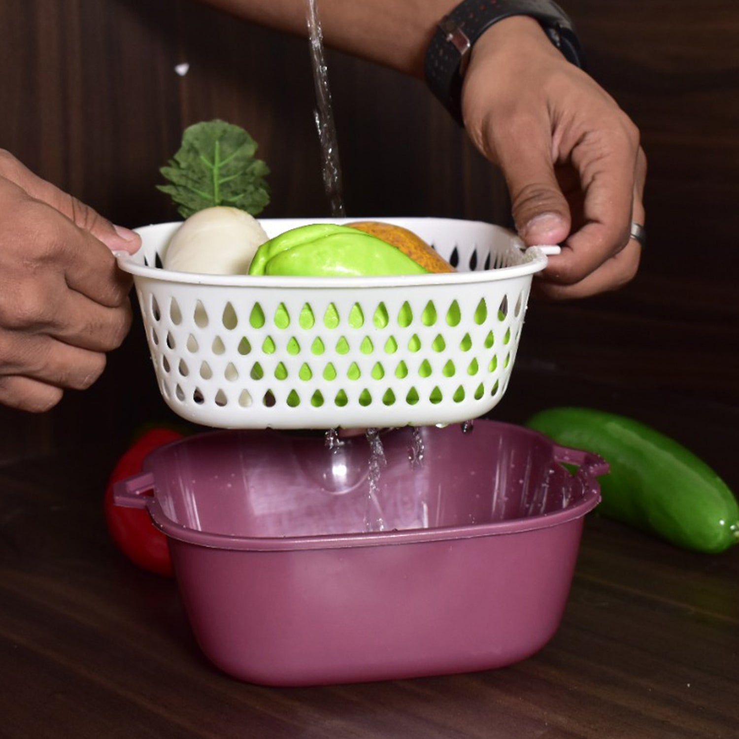 2783 2 In 1 Basket Strainer To Rinse Various Types Of Items Like Fruits, Vegetables Etc.