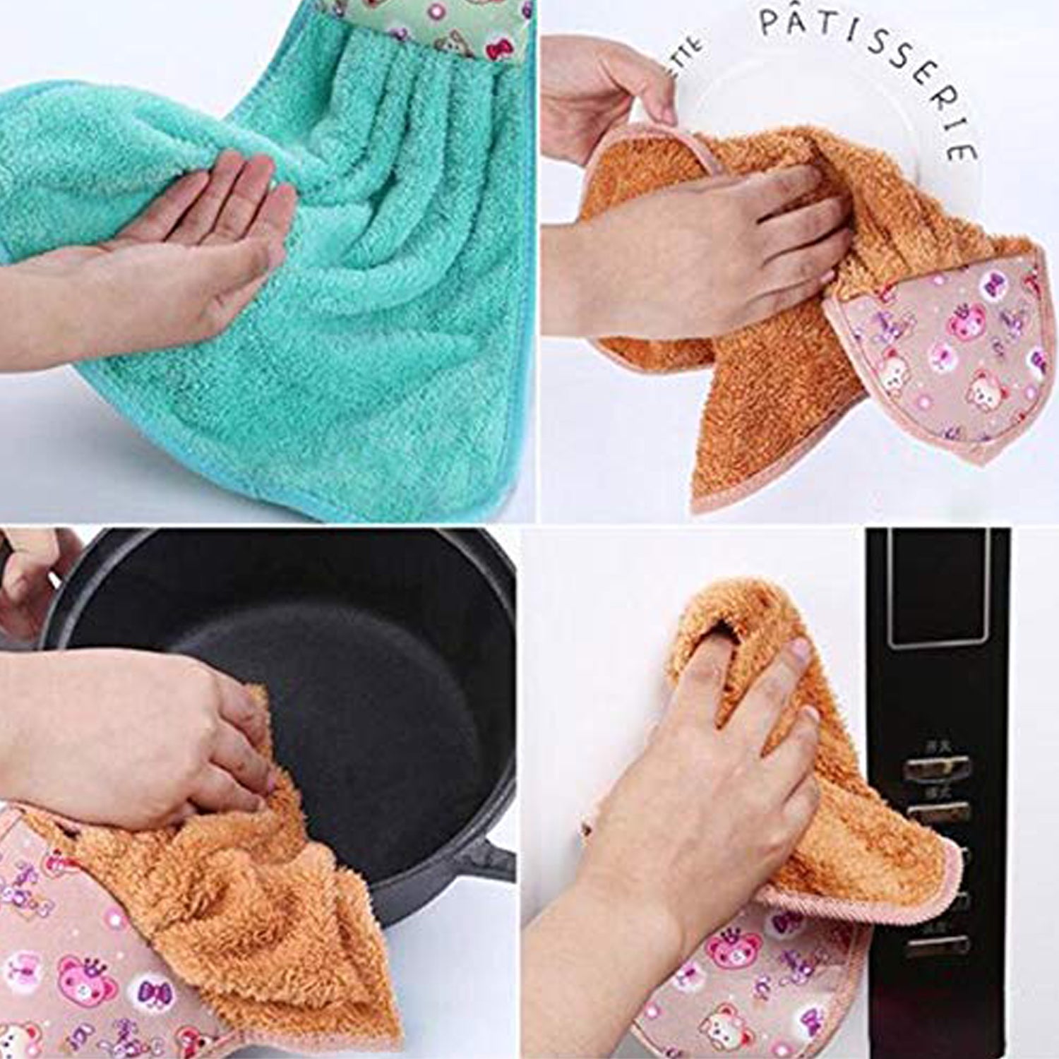 6203 Microfiber wash Basin Hanging Hand Kitchen Towel Napkin Microfiber Cloth Cartoon Animal Hanging Dishcloths Kitchen Accessories ( 1pc )
