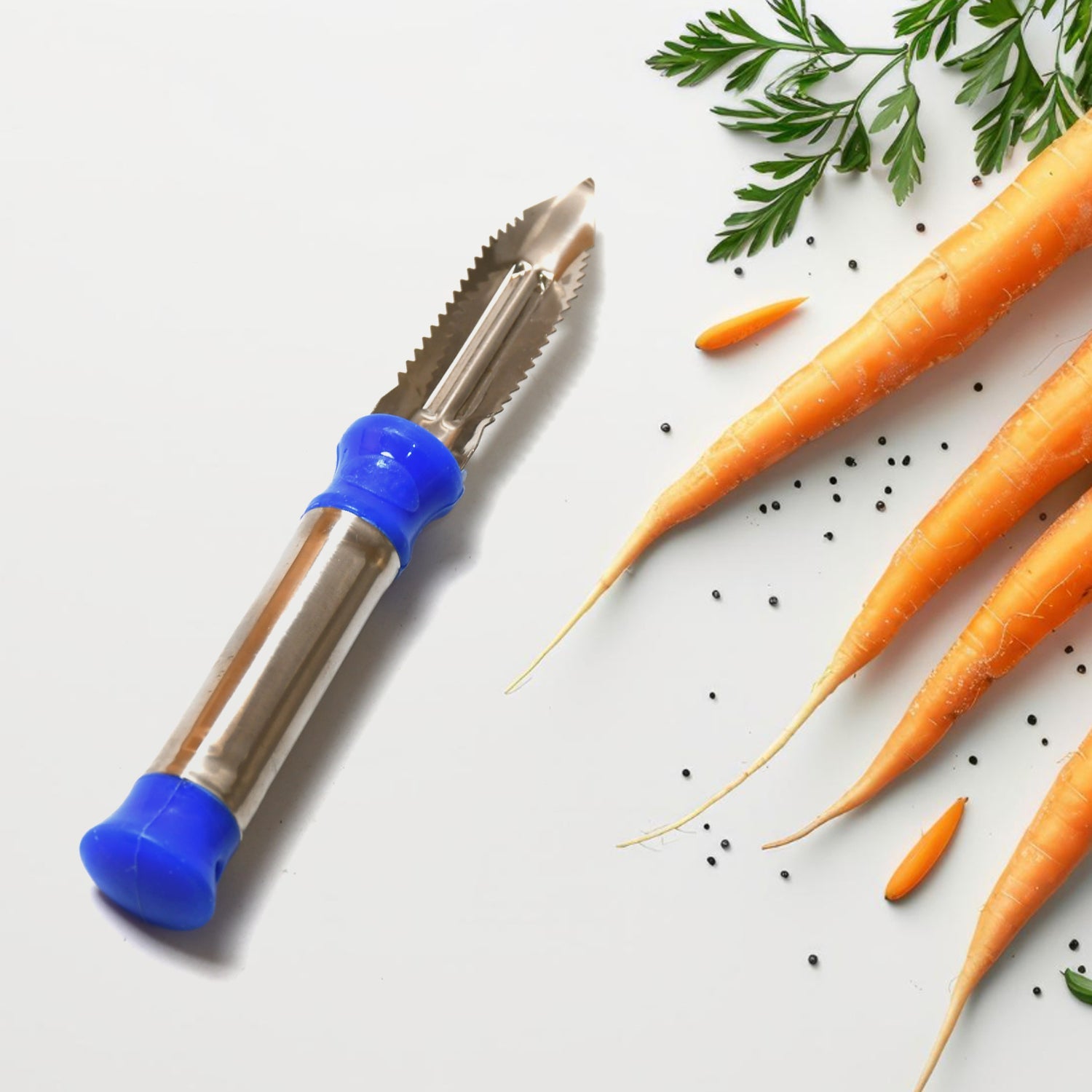 8218 2in1 Multi-Purpose Stainless Steel Peeler With Hanging Ring For Vegetables, Potato Peeler, Carrot, grated, Suitable for Peeling and shredding Fruit and Vegetables Kitchen Accessories, Piller (1 pc)