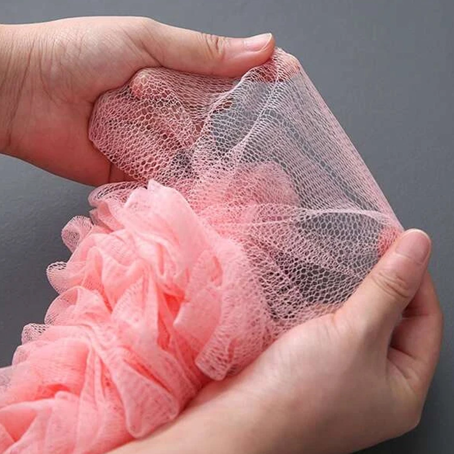 6702 Loofah Back Scrubber for Shower, Long Handle Bath Sponge Shower Brush, Soft Nylon Mesh Back Cleaner Washer, Body Bath Brush for Women and Men, Bathroom Shower Accessories