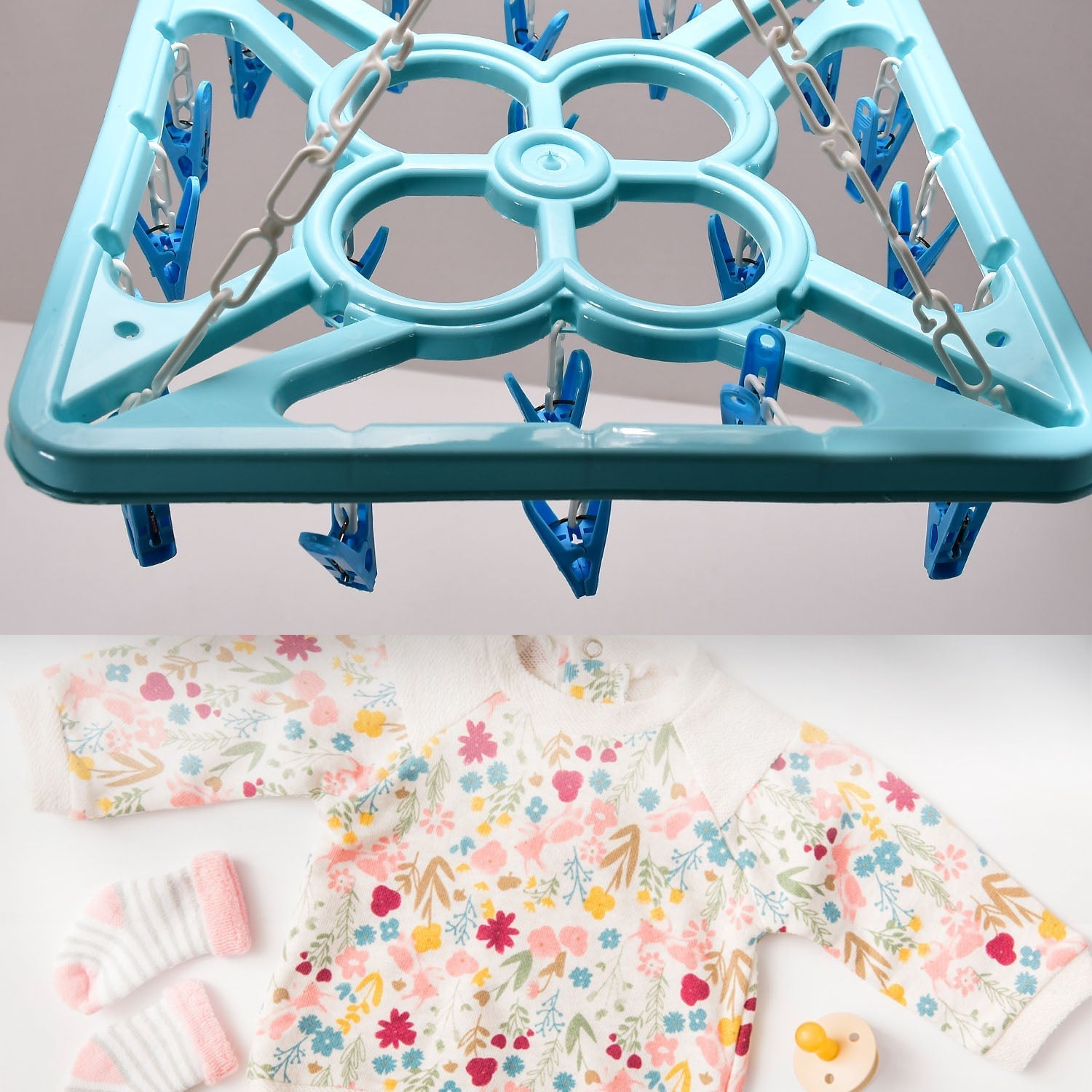 7285 Sqaure Portable & Rotatable Clips Cloth Hanger