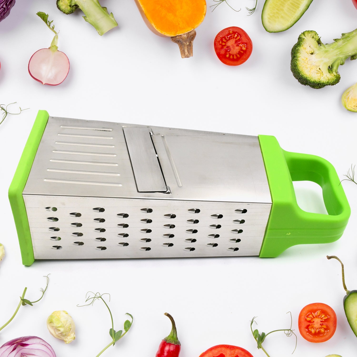 5585 Miracle 5 In 1 Multifunctional Stainless Steel, Cheese Grater With Handle Stainless Steel Material Food Grater For Carrot, Cheese, Panner, Lemon or orange Peel and other Vegetable & Fruit