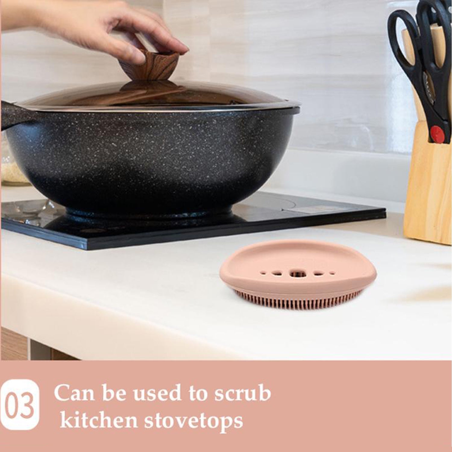 6137 2 in 1 Silicone Cleaning Brush used in all kinds of bathroom purposes for cleaning and washing floors, corners, surfaces and many more things.