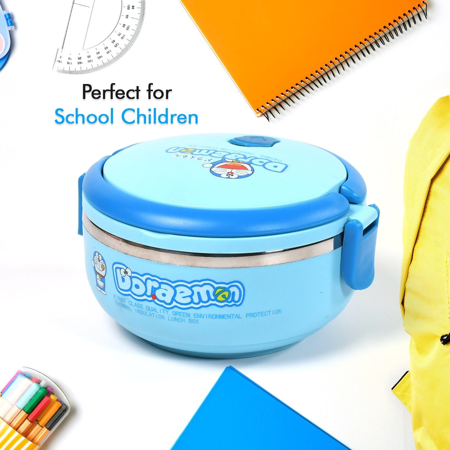 2874A Single Layer Doraemon Steel Lunch Box High Quality Premium Lunch Box For Office & School Use