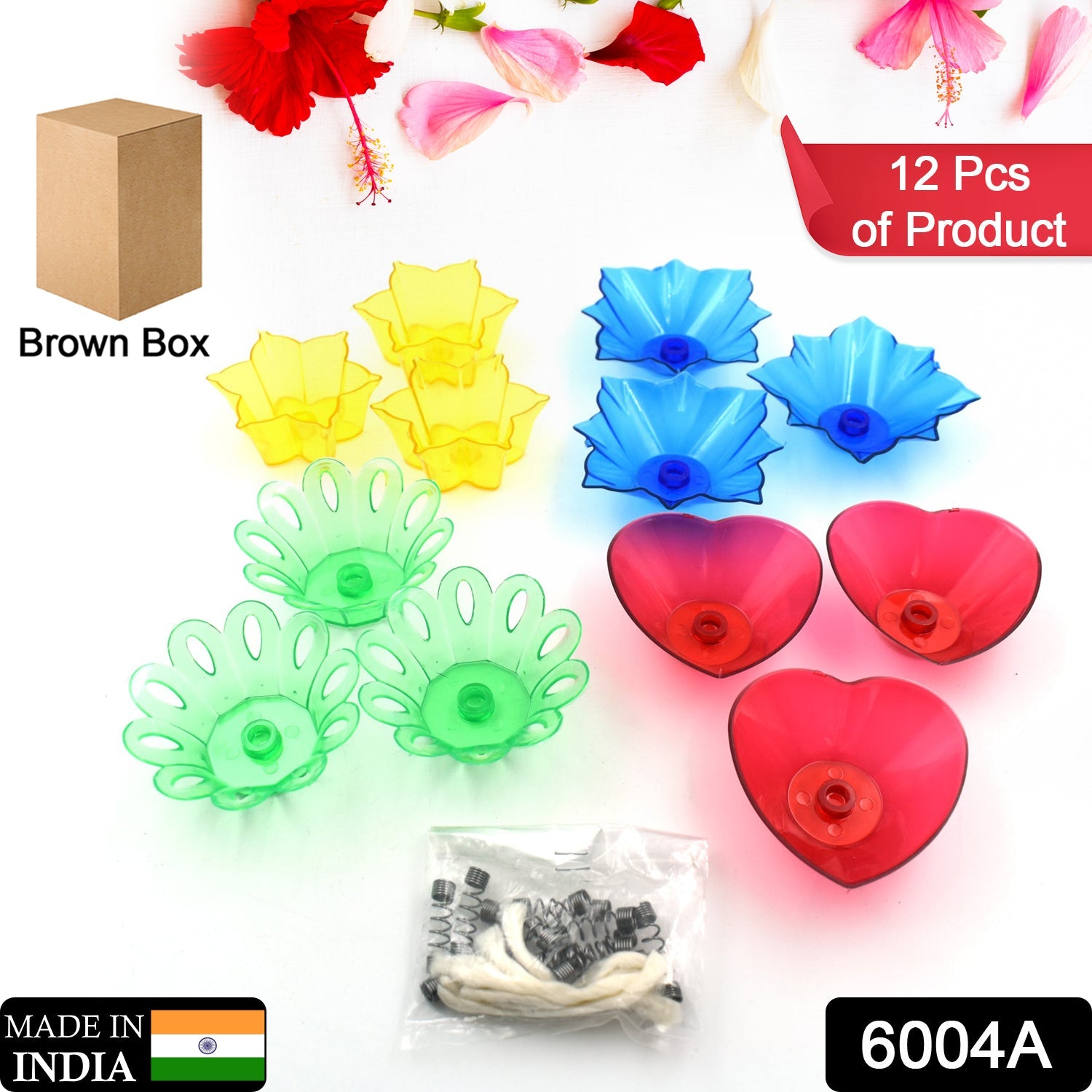 6004A Candle Cup with Multi Shape (Multicolor) (12 Pcs Set)