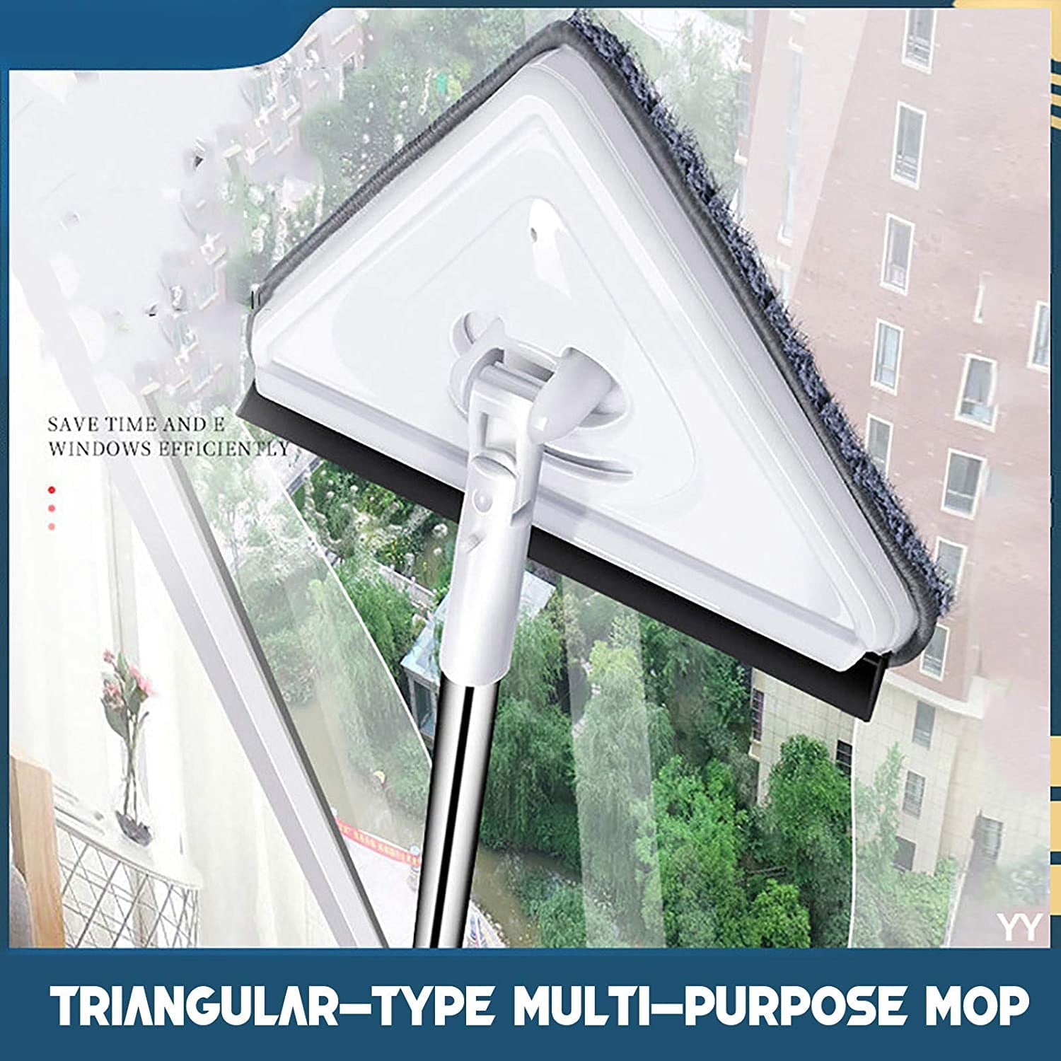 8000 2 In 1 Extendable Triangle Mop Retractable Cleaning Mop Brush & Viper, 360 Degree Rotating Floors Wall Cleaning Mop Dust Mop with Telescopic Handle and Reusable Mop Heads (1 Pc)