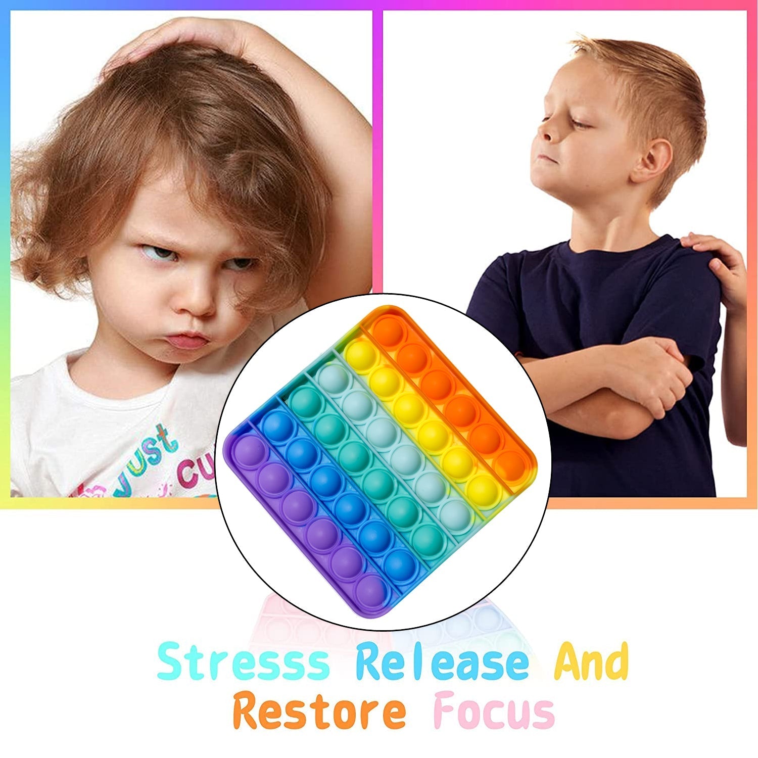 4478 Square Popit Toy Special Needs Silicone Stress Relief Toy For Kids & Adult All Use Toy