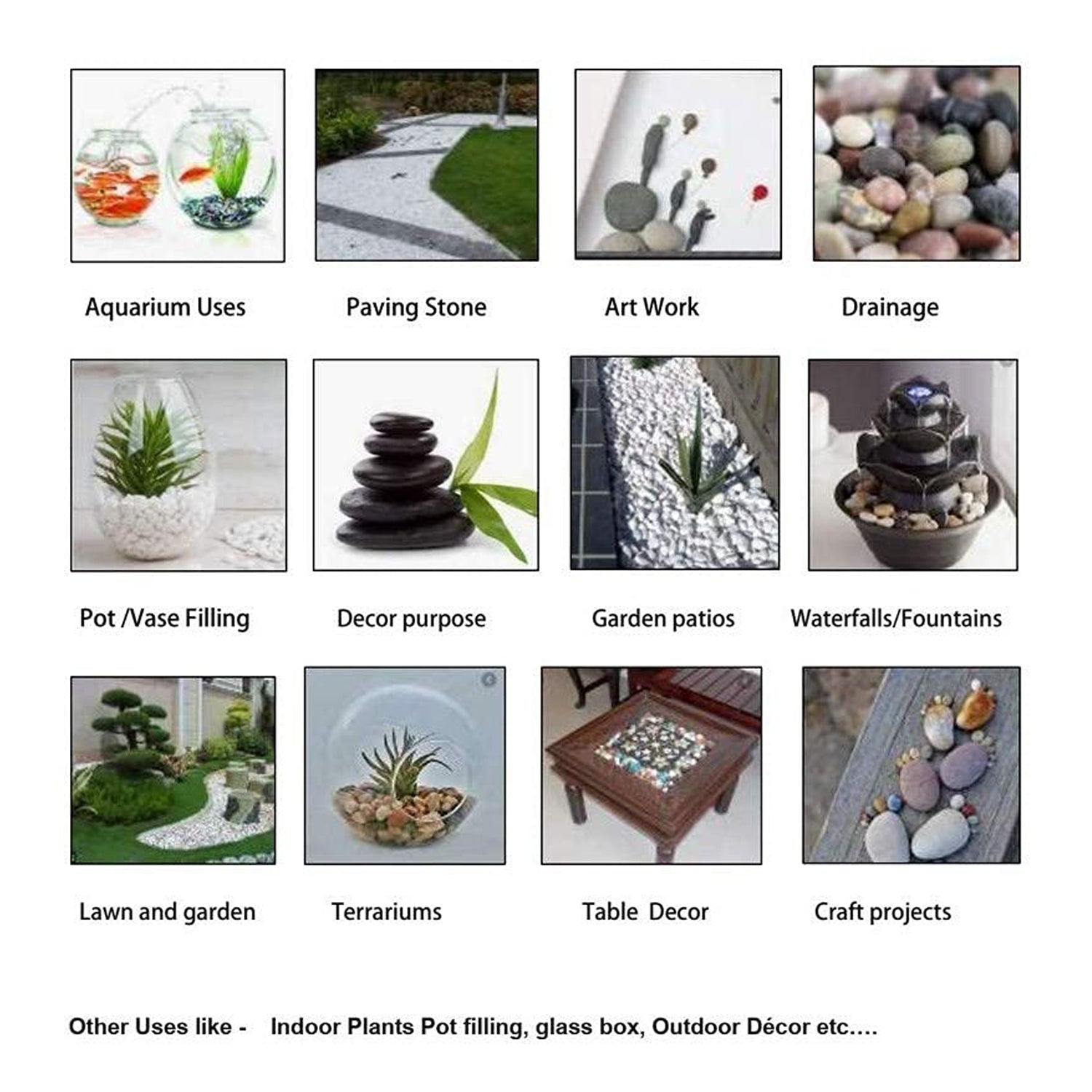 4979 Decorative Stones and Pebbles for Garden, Vase Fillers Multicolor.