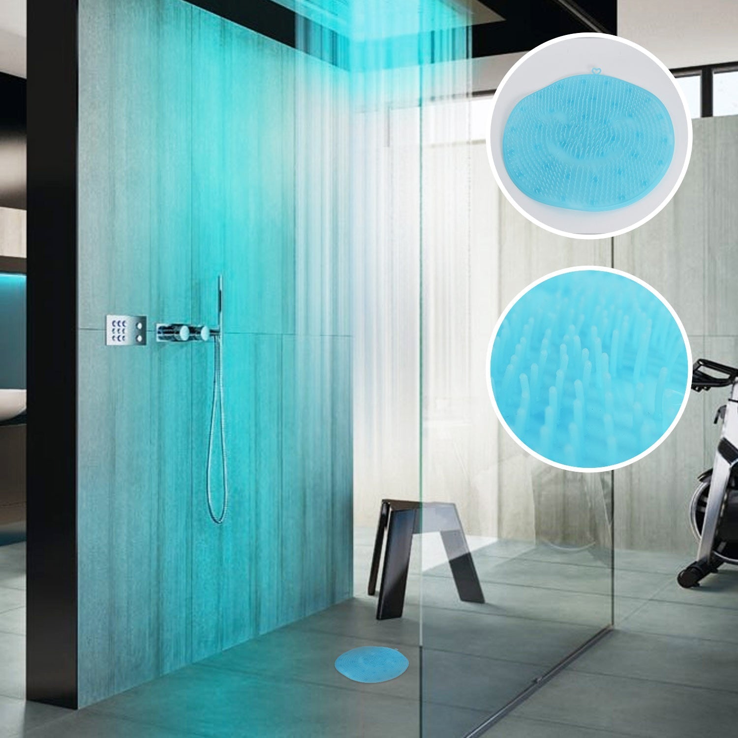 6210 Shower Foot Scrubber Brush with Suction, Acupressure Foot Mat