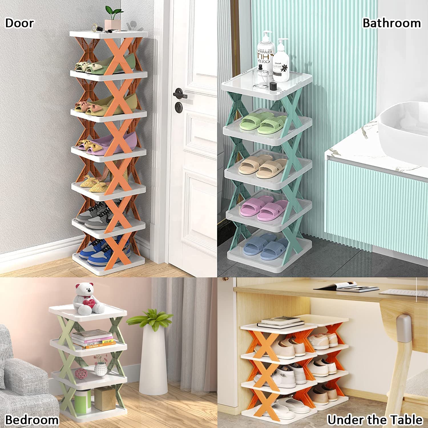 9054A 5 Tier Shoes Stand, Shoe Tower Rack Suit for Small Spaces, Closet, Small Entryway, Easy Assembly and Stable in Structure, Corner Storage Cabinet for Saving Space