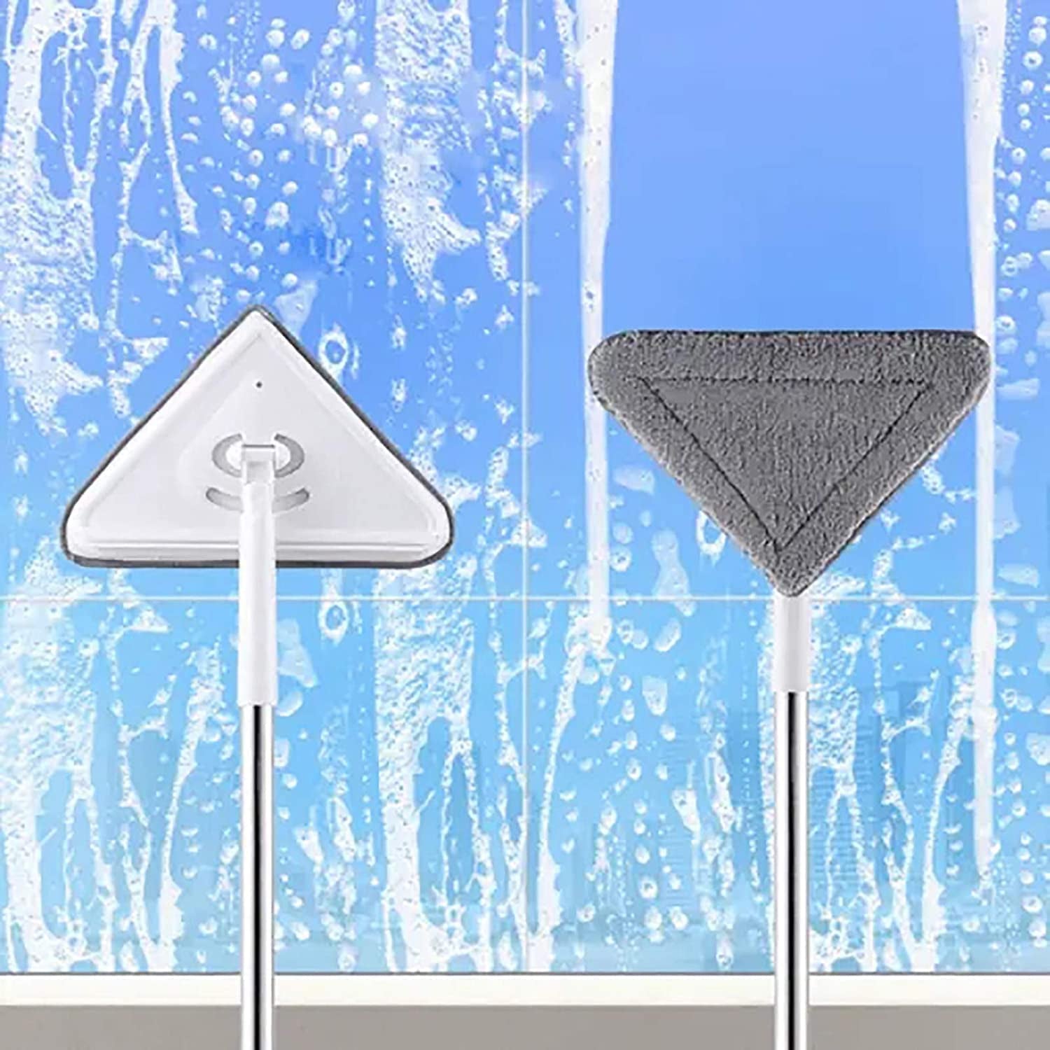 8000 2 In 1 Extendable Triangle Mop Retractable Cleaning Mop Brush & Viper, 360 Degree Rotating Floors Wall Cleaning Mop Dust Mop with Telescopic Handle and Reusable Mop Heads (1 Pc)