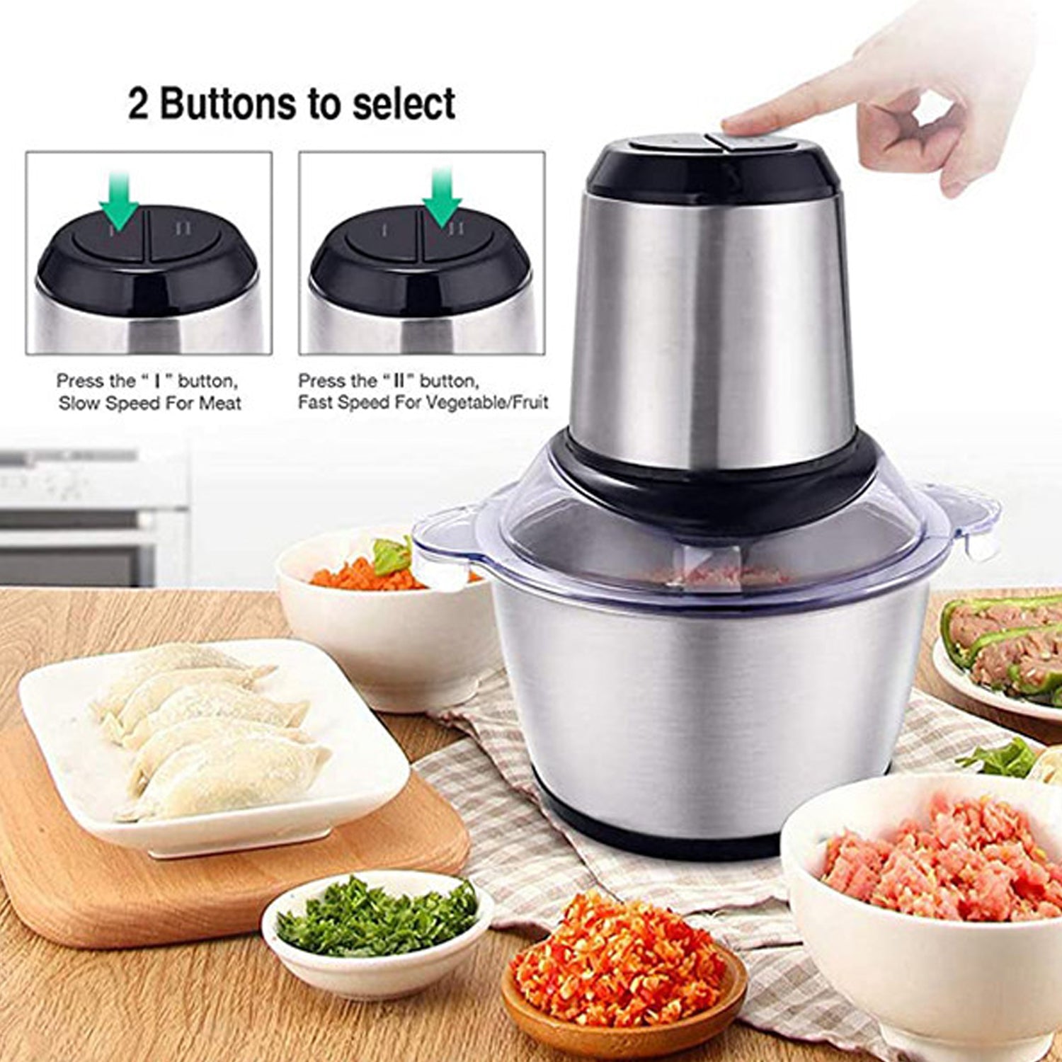 2363 Stainless Steel Electric Meat Grinders with Bowl Heavy for Kitchen Food Chopper, Meat, Vegetables, Onion , Garlic Slicer Dicer, Fruit & Nuts Blender (3L, 300Watts)