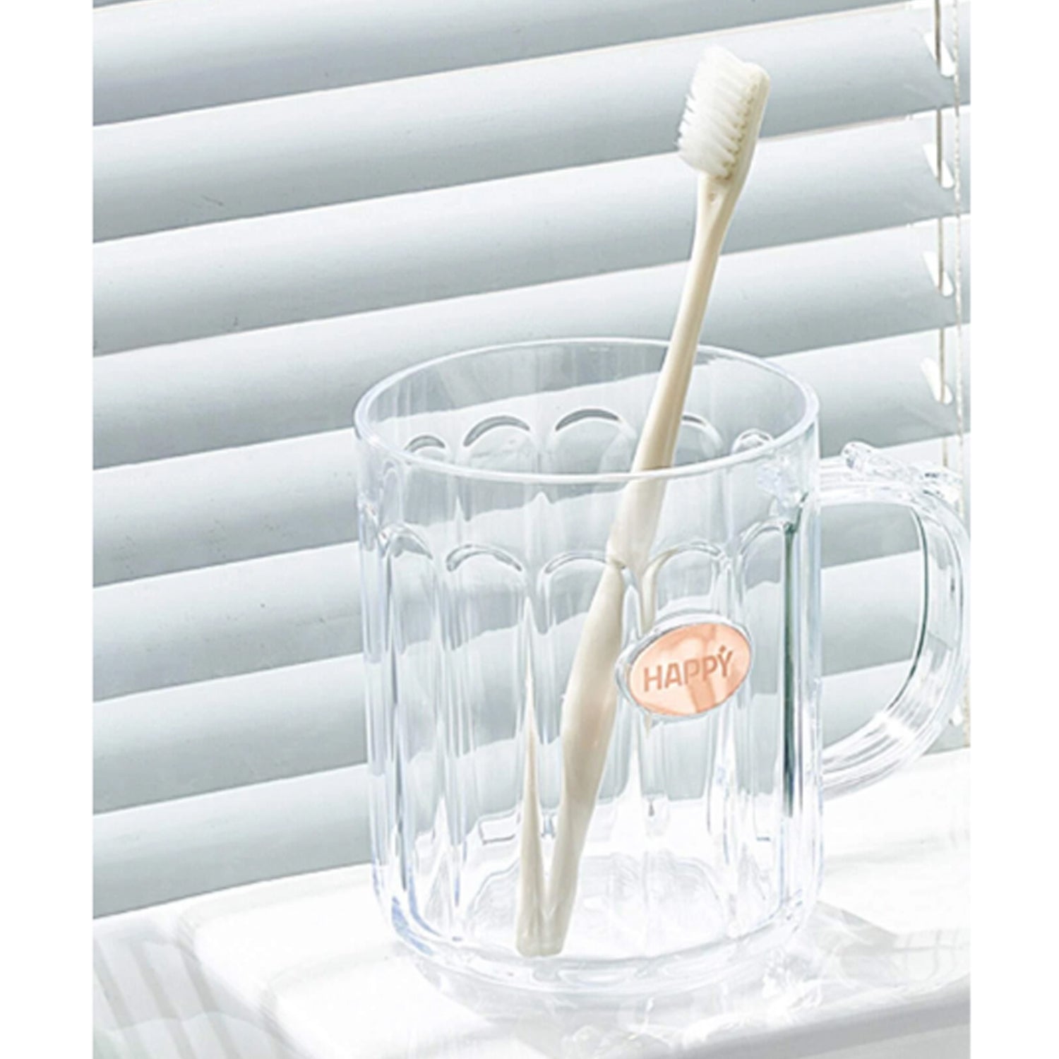 4290 Multi-Purpose Plastic Cup, Toothpaste Holder Bathroom Cup Bathroom Cup With Slot Handle Mug Environmental Friendly Festival for Outdoor for Household Gift For Anniversary and Birthday, (1 Pc)