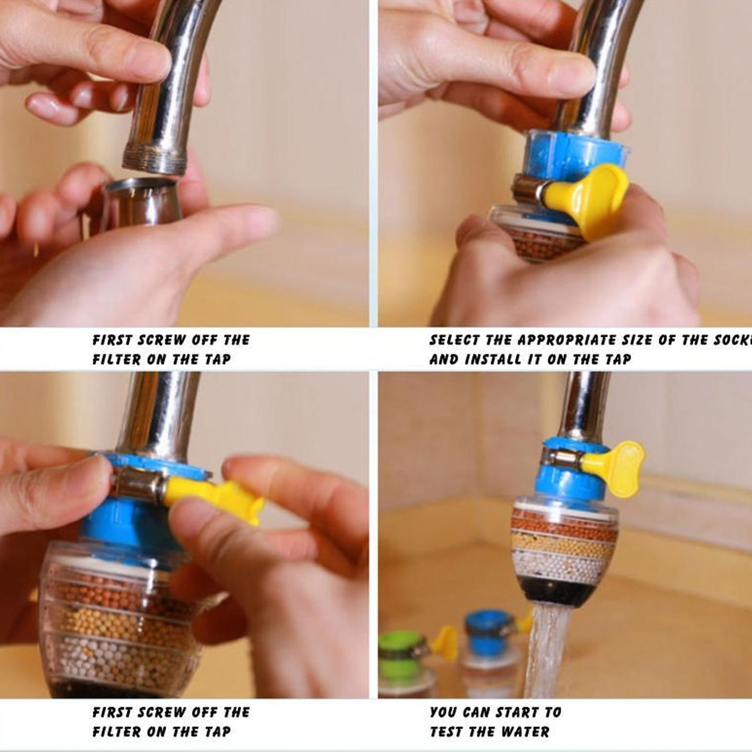 9092 Water Faucet, Clean Purifier Filter Cartridge Water Tap, Upgrade Universal Interface Faucet Filter (Six Layer Purifier)