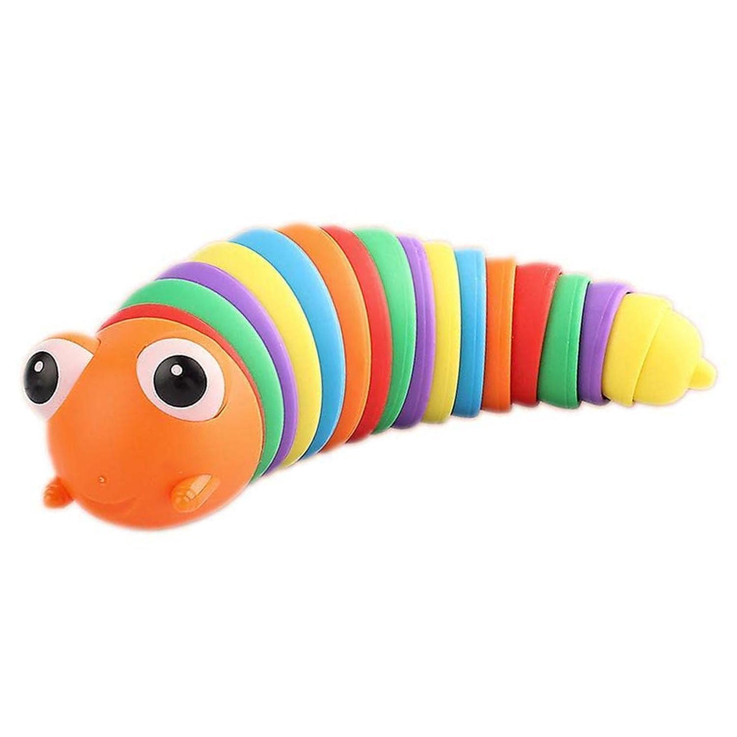 17594 3D Rainbow Color Plastic Slug Fidget Toys, Stress Relieving Toy, Sensory Slug Toy for Boys and Girls, Finger slug Toy, for Autistic, Caterpillar Fidget Toys Stress Relief Gifts for Toddlers Kids Adults (1 Pc)