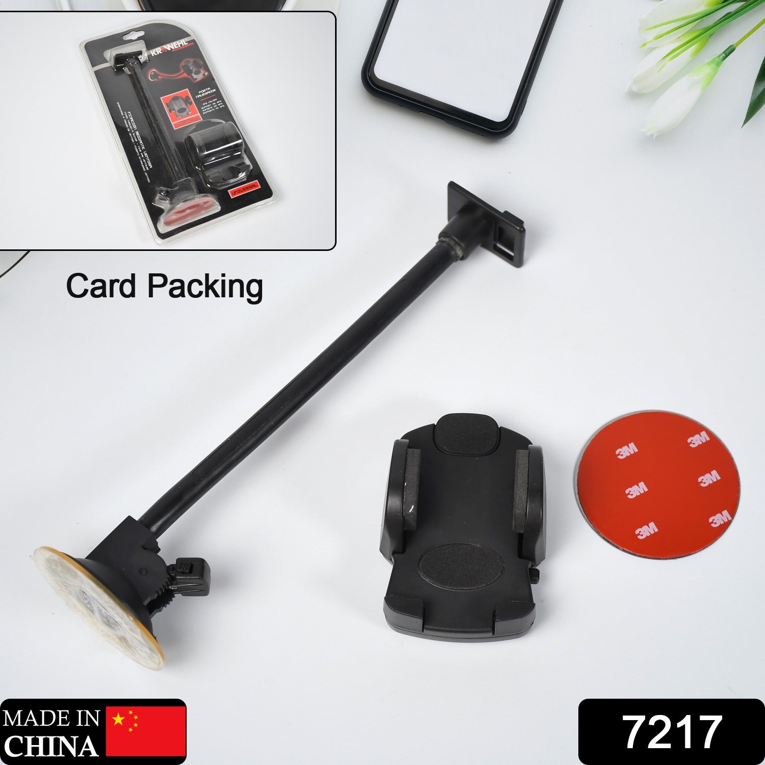 7217 Mobile Phone Holder Long 27cm For Car, Windscreen Car Long Phone Mount & Dashboard Mount, Long Arm Cell Phone Holder with Strong Suction Cup