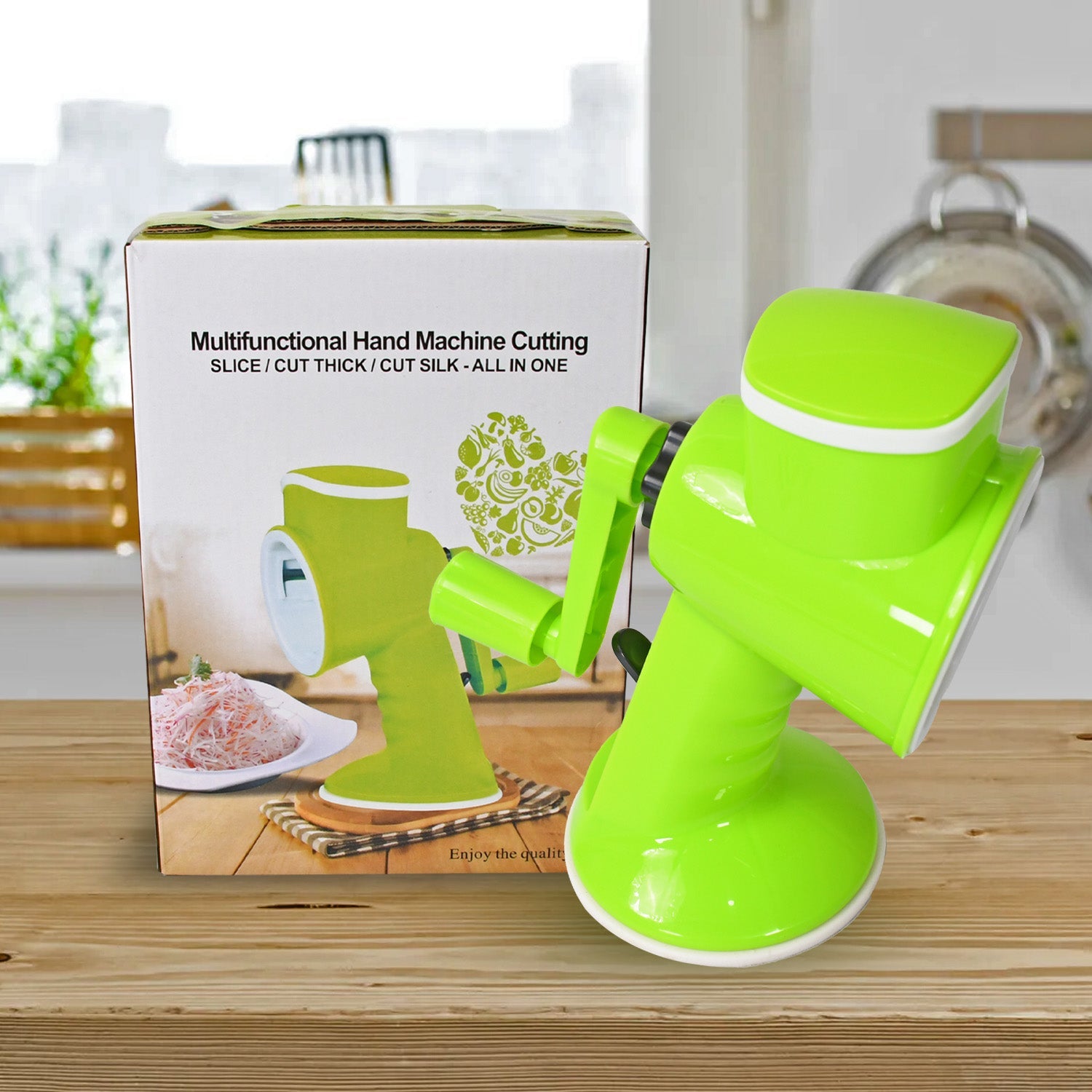 8247 6 in 1 Multi functional Vegetable Cutter & Slicer Hand Machine Cutting, Slice, Cut Thick, Cut Silk All in one βVegetable Chopper Cutter & Slicing Cutter Barrel - Vegetable Grater with 6 Removable Blades