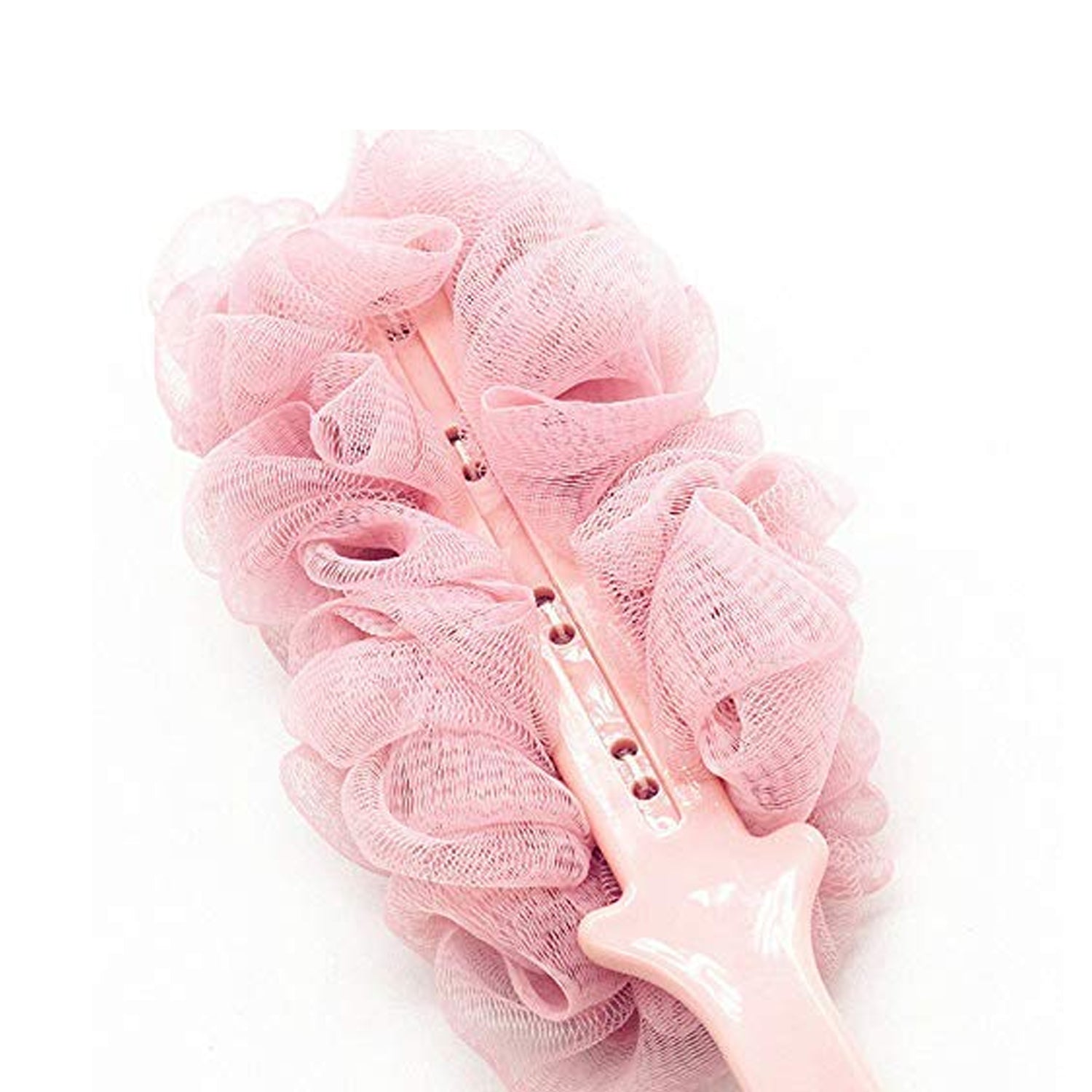 6702 Loofah Back Scrubber for Shower, Long Handle Bath Sponge Shower Brush, Soft Nylon Mesh Back Cleaner Washer, Body Bath Brush for Women and Men, Bathroom Shower Accessories