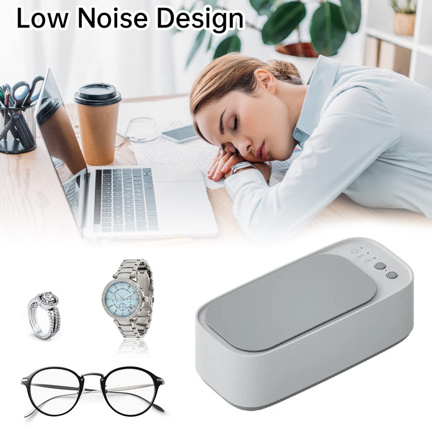 12916 Ultrasonic Jewelry, Cleaner, Ultrasonic Cleaning Machine, Portable Jewelry Cleaning Machine for Jewelry, Ring, Silver, Retainer, Glasses, Watches, Coins, High Frequency Vibration Machine google/ optical cleaner machine (USB Operated)