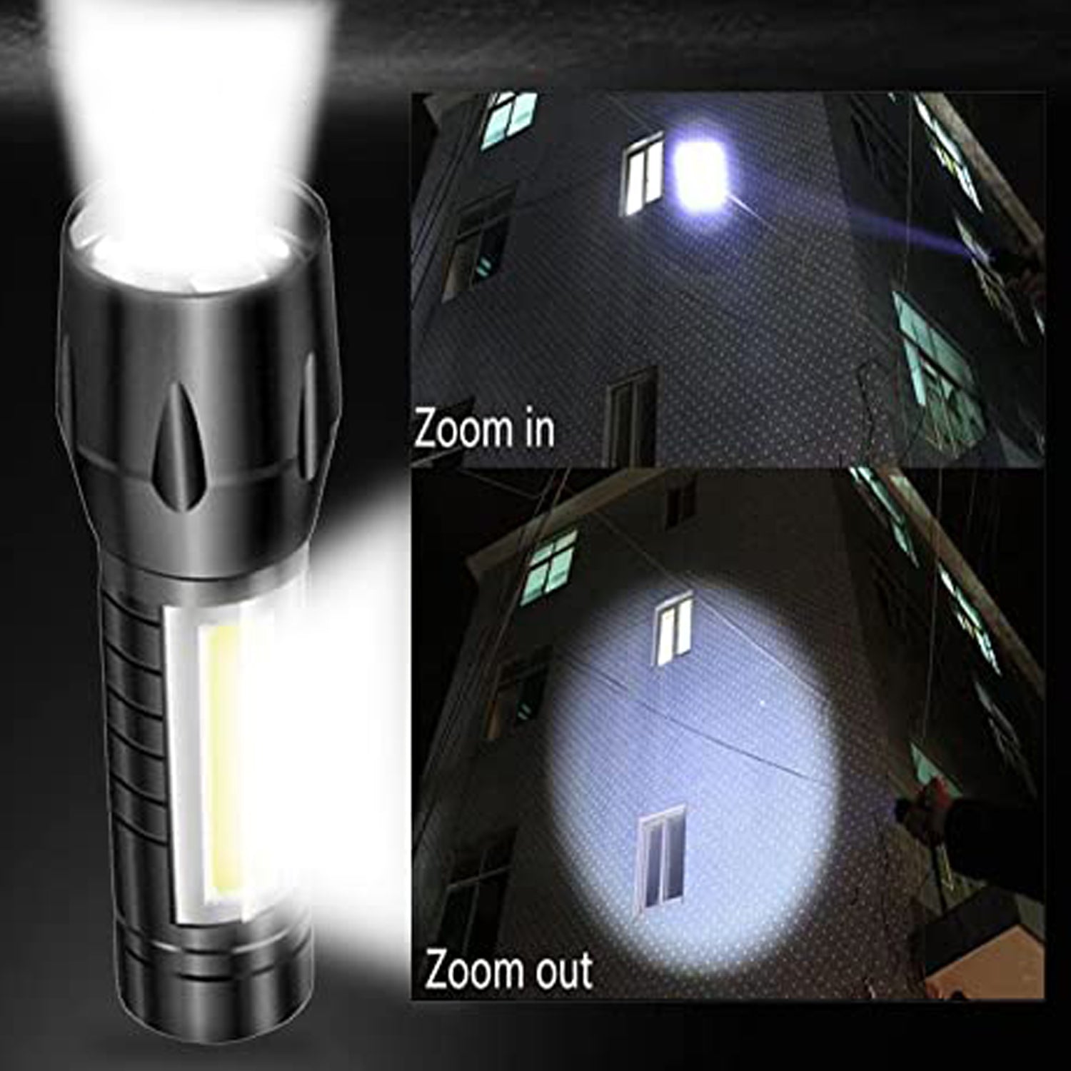 7528 Mini Search Rechargeable LED Long Range Flashlight Emergency Light Torch