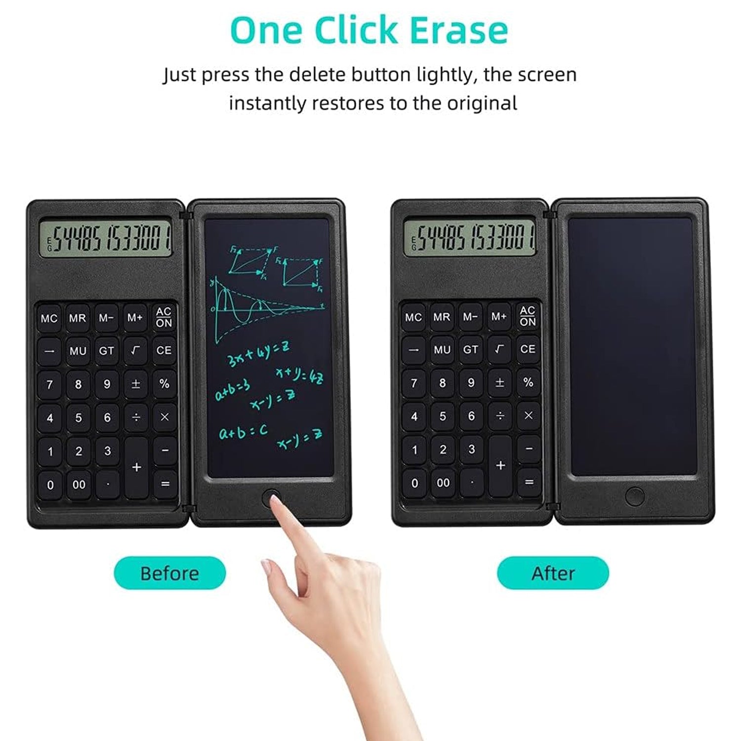 6739 Foldable Calculator With 6 Inch LCD Tablet Digital Drawing Pad Stylus Pen Erase Button Lock Function Smart Calculator -01