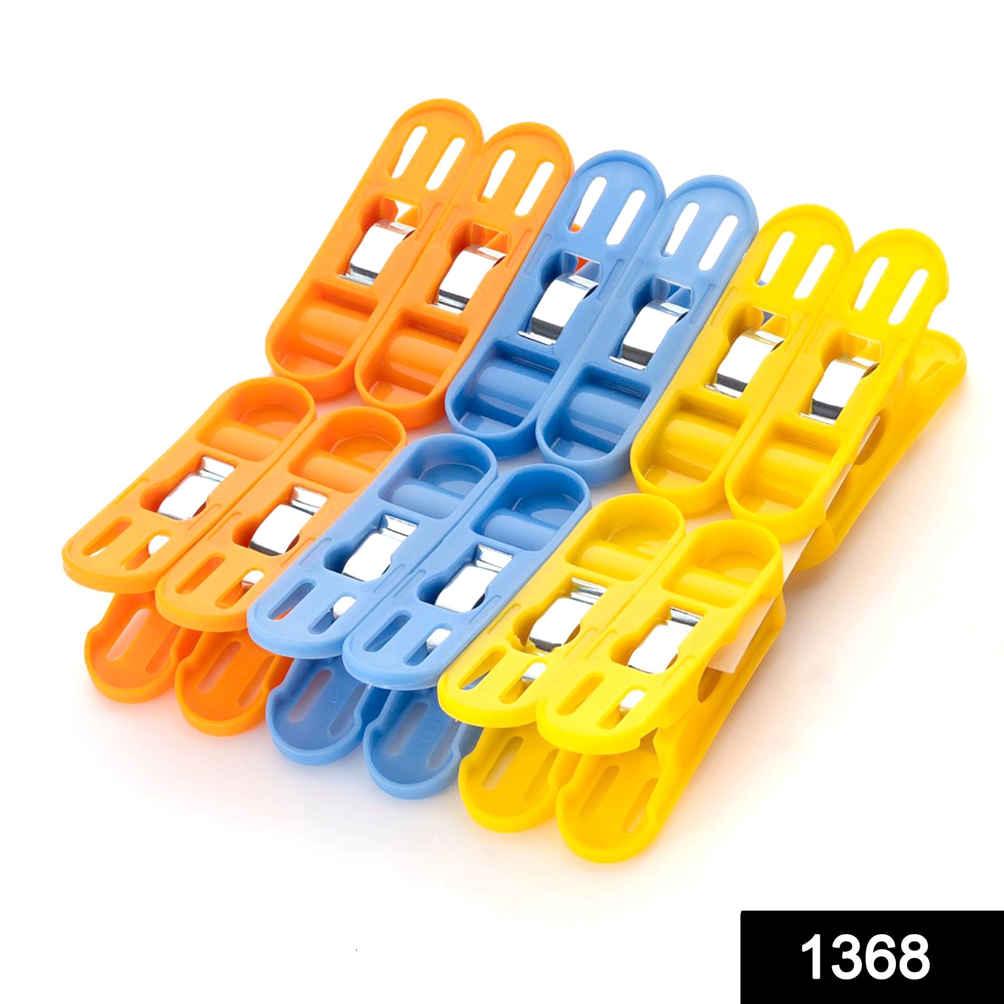 1368 Cloth Drying Non-Slip Light Plastic Clips (Multicolour) (Pack of 12)