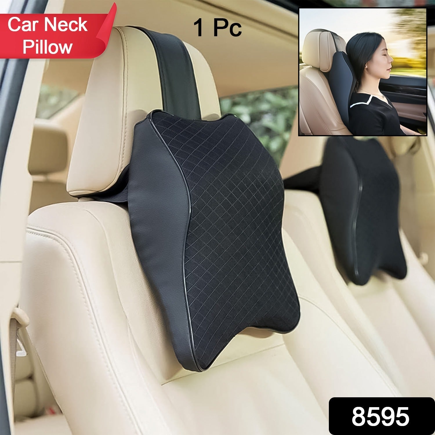 8595 Car Neck Pillow Car Neck Headrest Pillow Memory Foam Car Accessories Cushion Car Seat Head Support Neck Protector Car Seat Neck Pillow, for Driving (1 Pc)