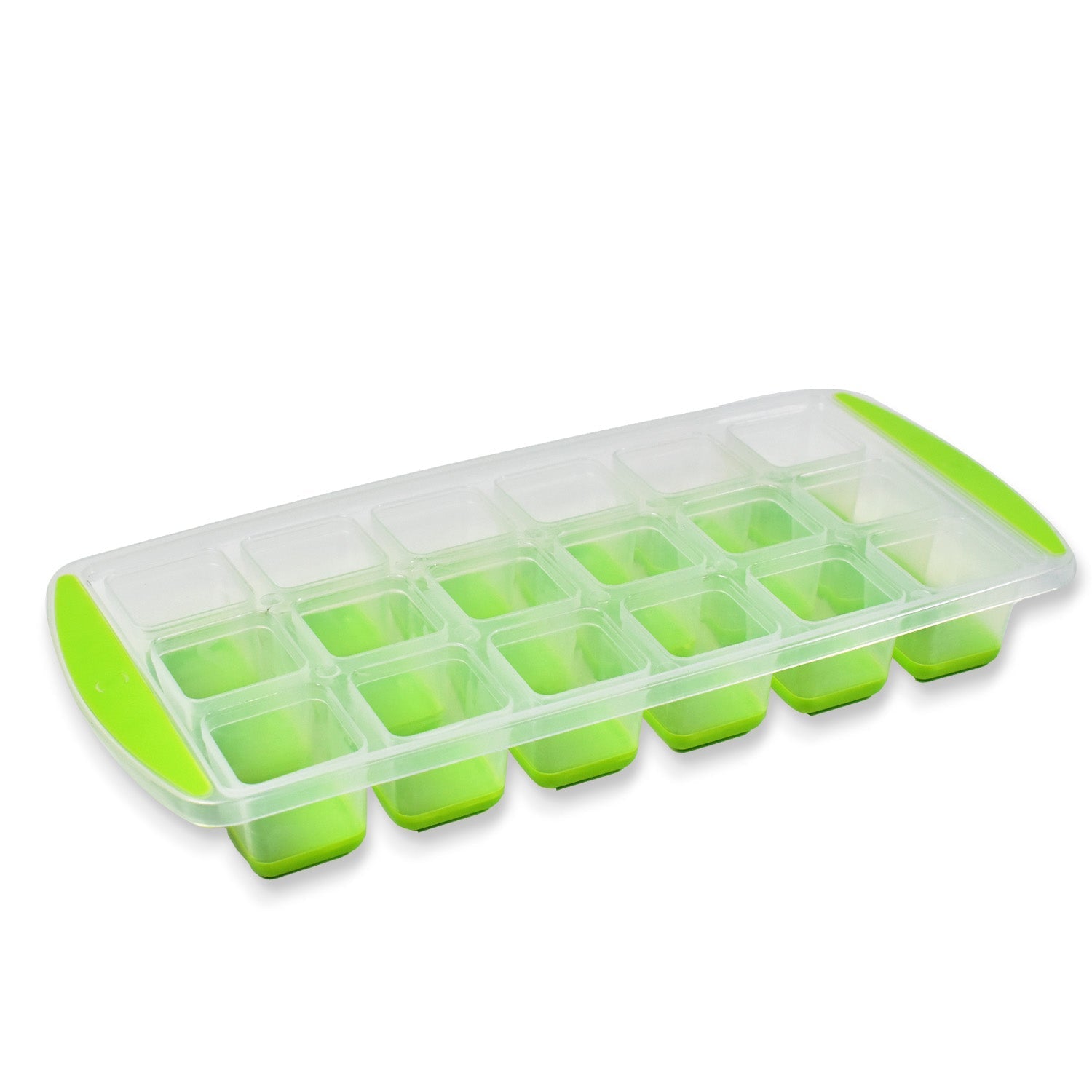 7169 18 Cavity Pop Up Ice Cube Tray Easy Release Flexible Silicone Bottom Ice Tray , Stackable Ice tray, 100% BPA Free, Food Grade for Freezer