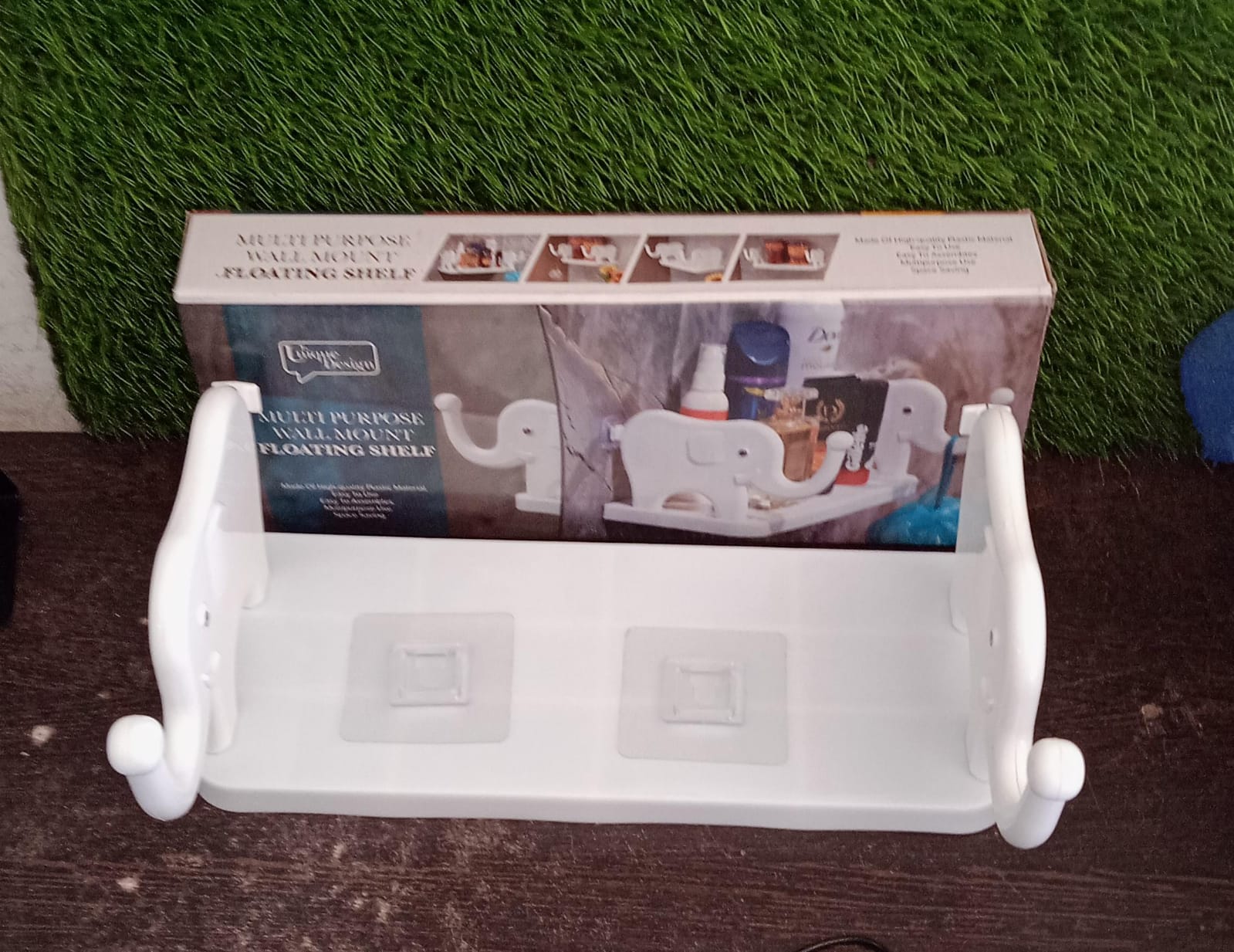 9272 MULTIFUNCTIONAL ELEPHANT SHAPED STORAGE SHELF, NO PUNCHING WALL MOUNTED MINI STORAGE RACK, CREATIVE CUTE ELEPHANT SHELF ORGANIZER FOR KITCHEN BATHROOM BEDROOM STUDY