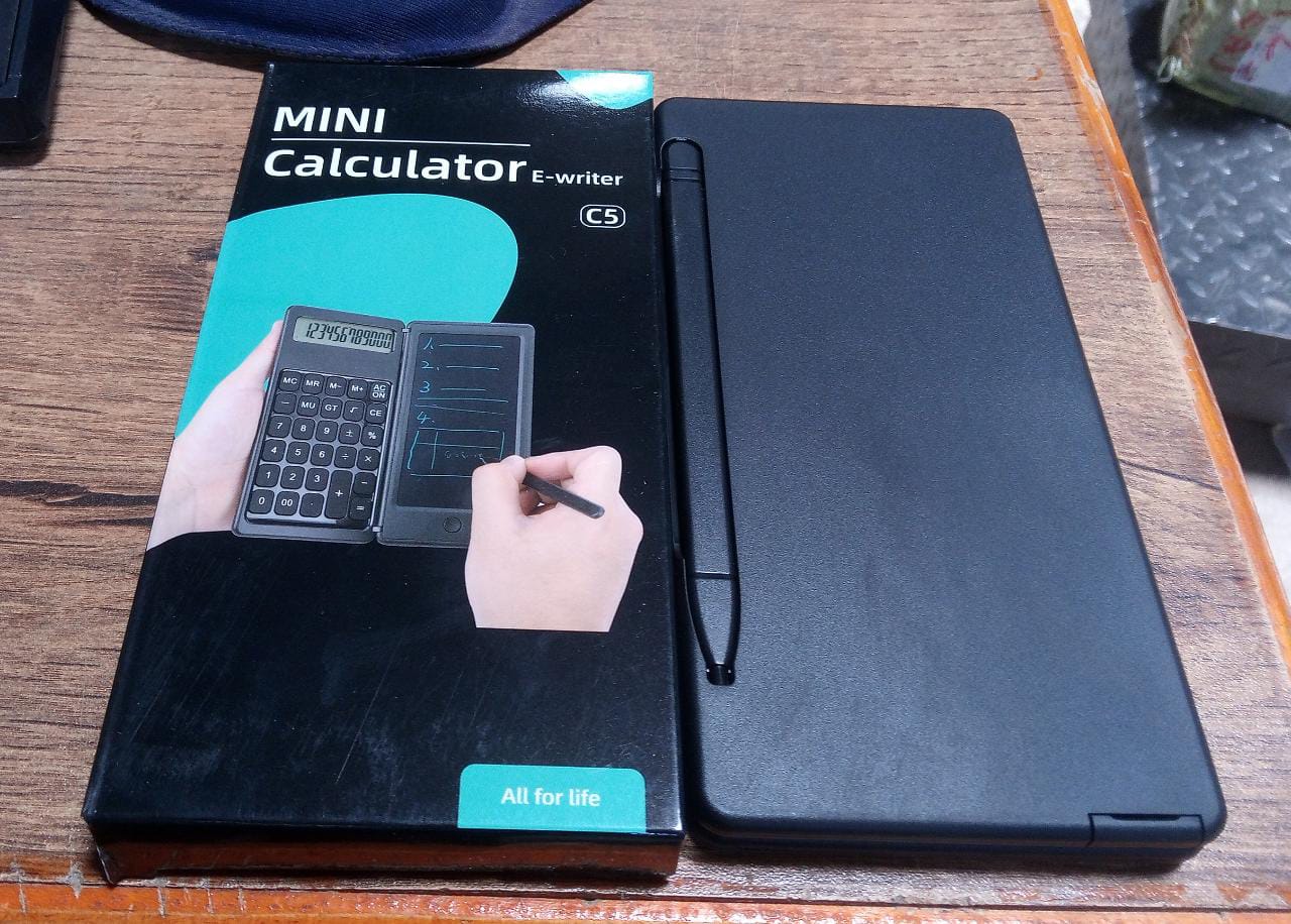 6739 Foldable Calculator With 6 Inch LCD Tablet Digital Drawing Pad Stylus Pen Erase Button Lock Function Smart Calculator -01