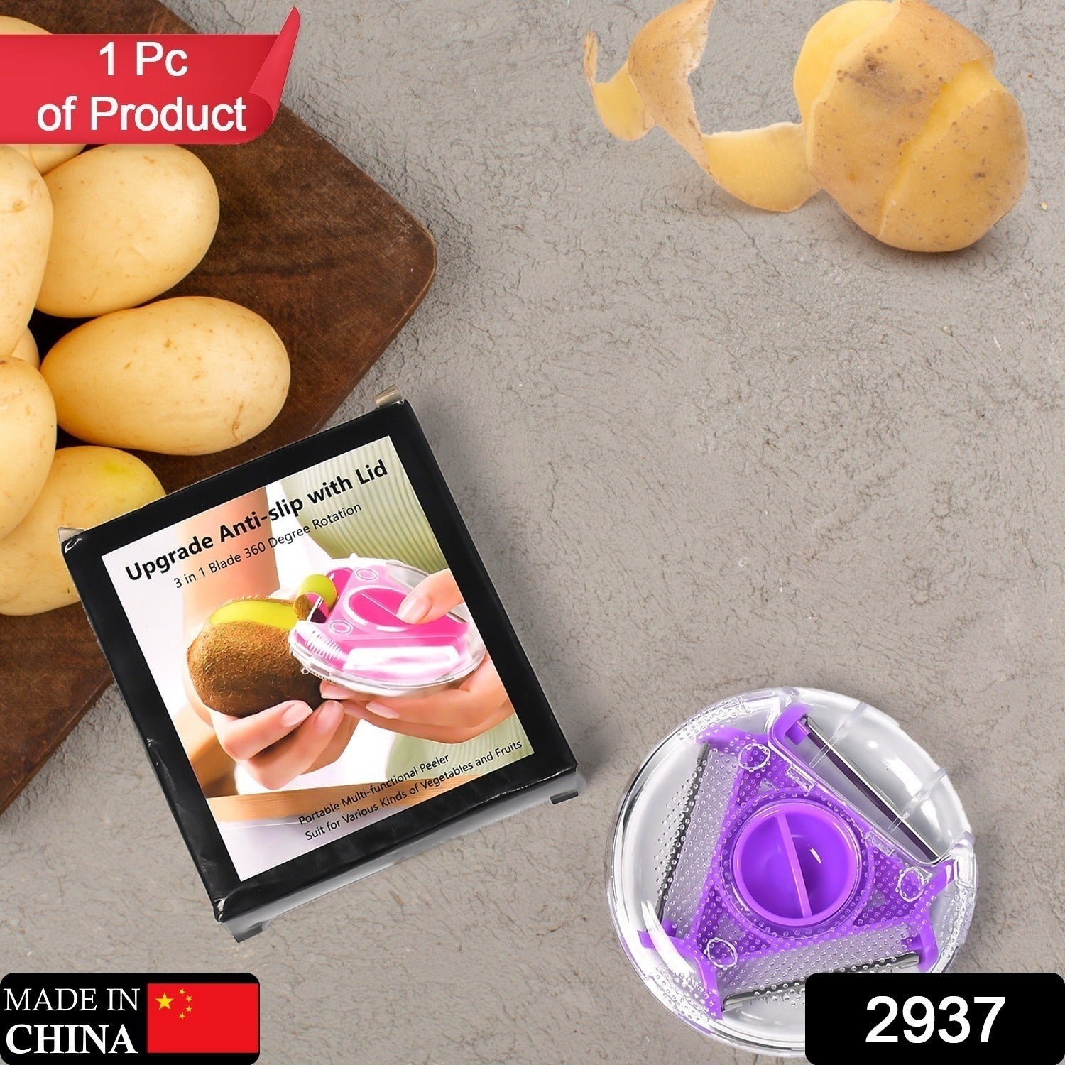 2937 3 in 1 Multi Function Three Use Rotary Hanging Round Planer Peeler and Cutter Vegetable Slicer Kitchen Tools Kitchen Gadgets