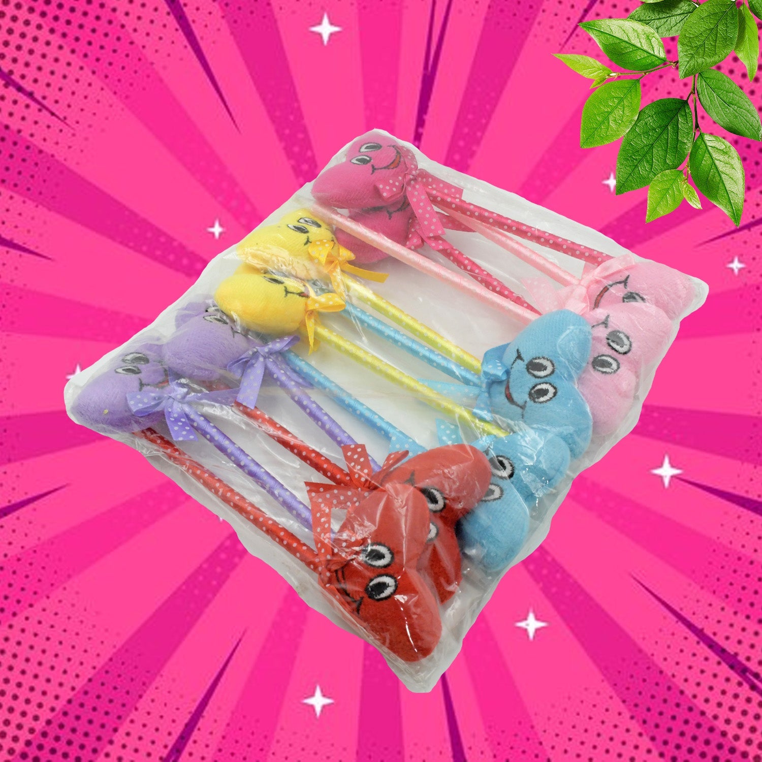 4292 Cute Cartoon Shape & Heart Design Facy Writting Pen Attached Rattle | Ball Pen Smooth Writing For Wedding , Events & Multiuse Pen Best Pen l Use for Kids (12 Pcs Set Mix Design & Color)