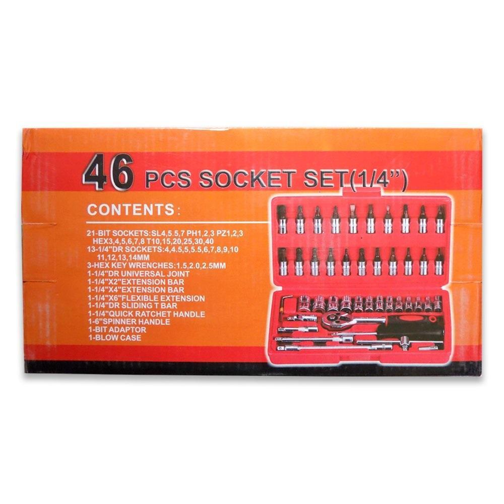 0422 Socket 1/4 Inch Combination Repair Tool Kit (Red, 46 pcs)