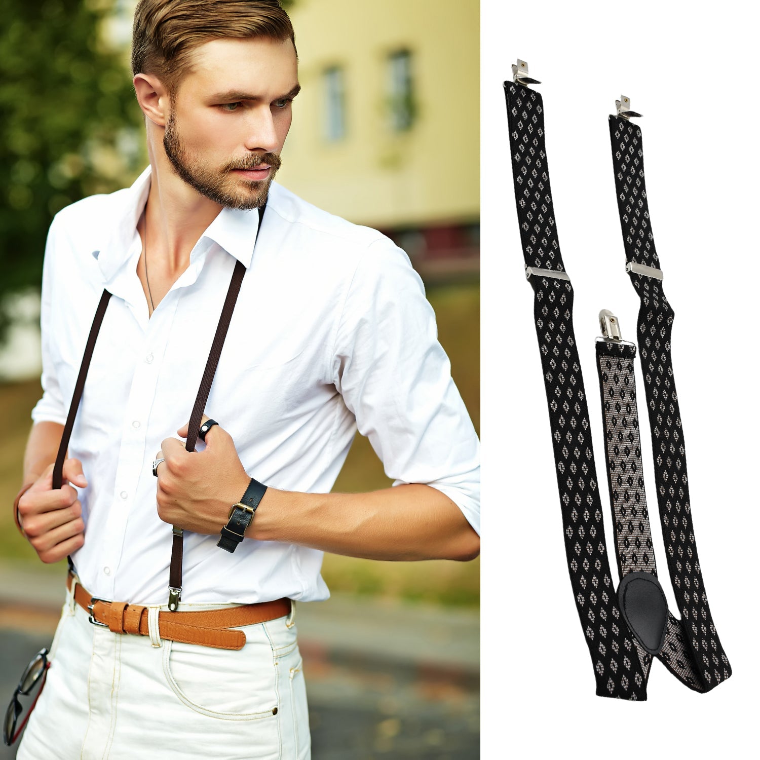 7897 Formal Suspender Men, Women, Boys, Girls Braces Suspenders Heavy Duty 3 Clips Elastic Adjustable Suspenders Elasticity Adjustable