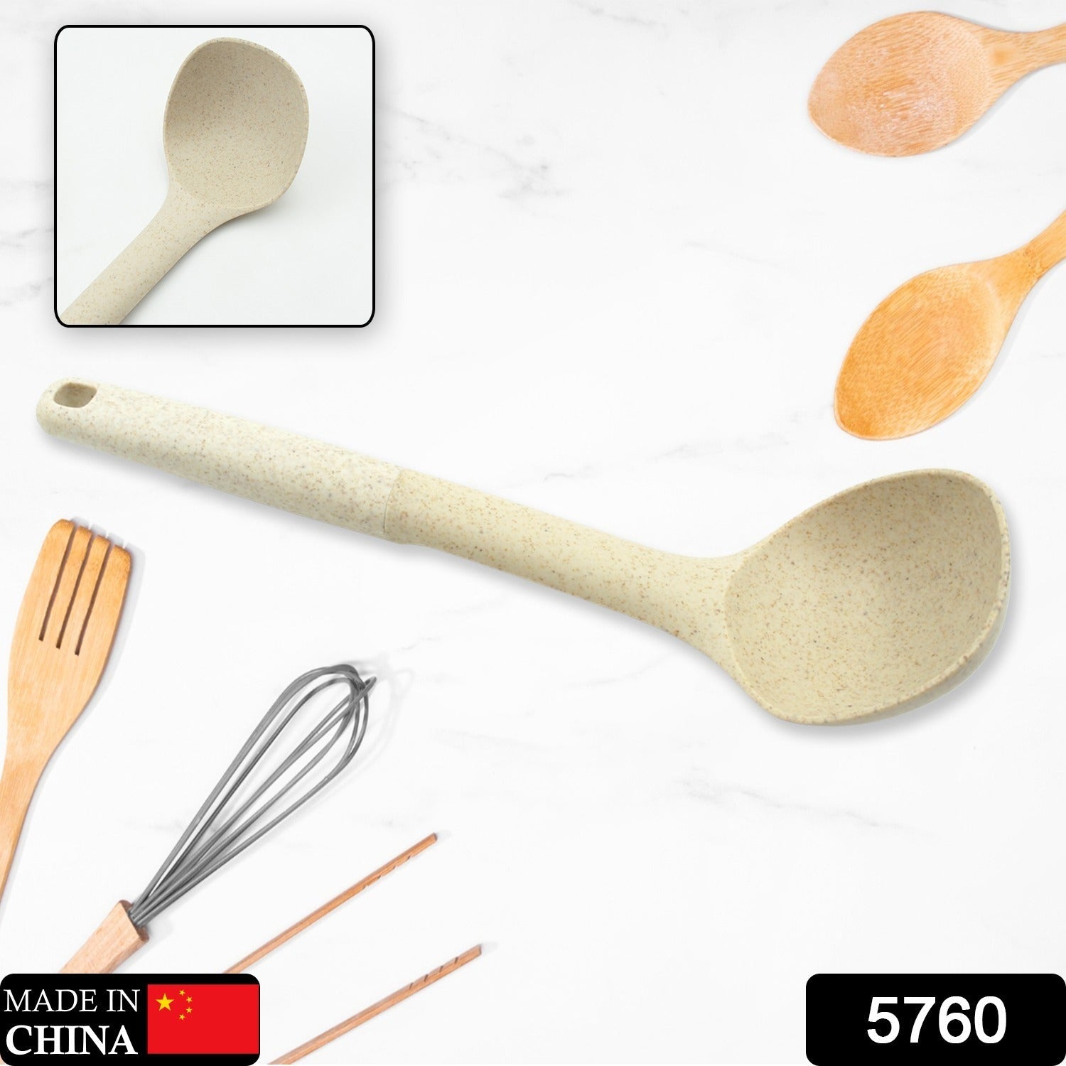 Plastic Kitchen Accessories Whisk , Pasta Spoon & Soup Spoon Heat Resistant Non Stick Spoons Kitchen Cookware Items (1 Pc )