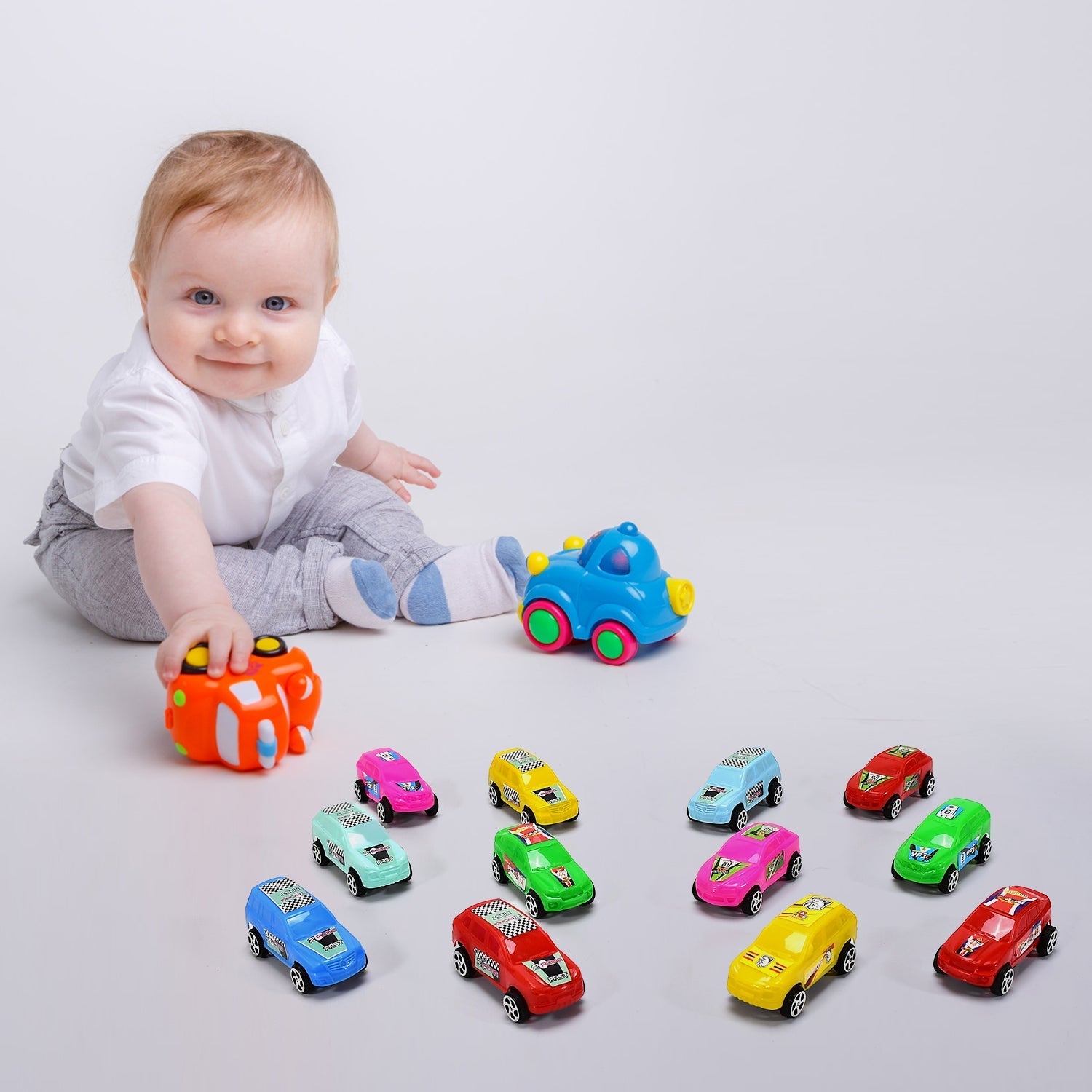 4453 Super City Car Racer Toy For Boys and Girls Pull Push Vehicle Car (Set Of 12Pcs) (Multicolor)