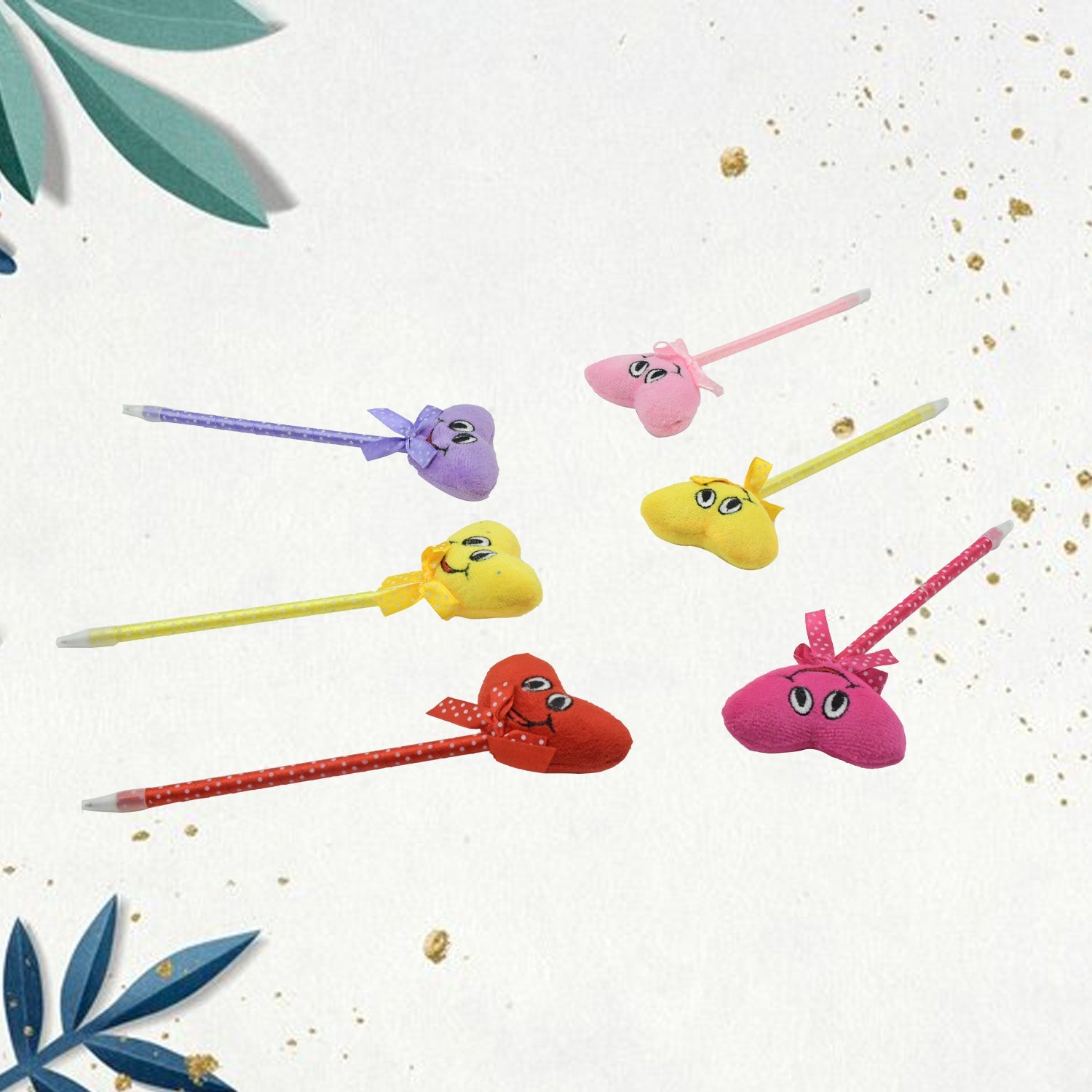 4292 Cute Cartoon Shape & Heart Design Facy Writting Pen Attached Rattle | Ball Pen Smooth Writing For Wedding , Events & Multiuse Pen Best Pen l Use for Kids (12 Pcs Set Mix Design & Color)