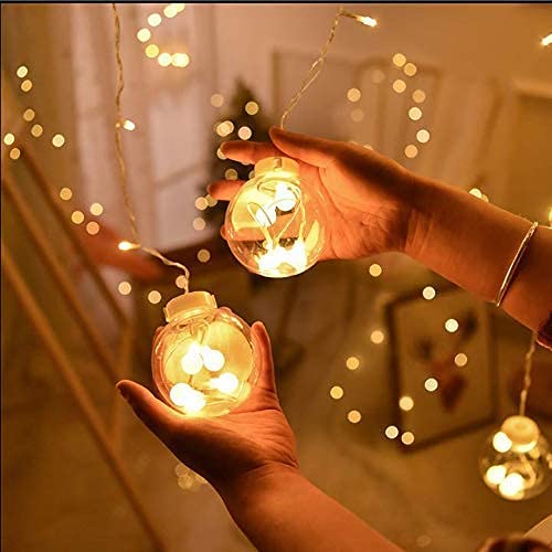 3390 12 Wish Balls Window Curtain String Lights with 8 Flashing Modes Decoration for Home Decoration, Diwali & Wedding LED Christmas Light Indoor and Outdoor Light ,Festival Decoration (Plastic, Warm White)