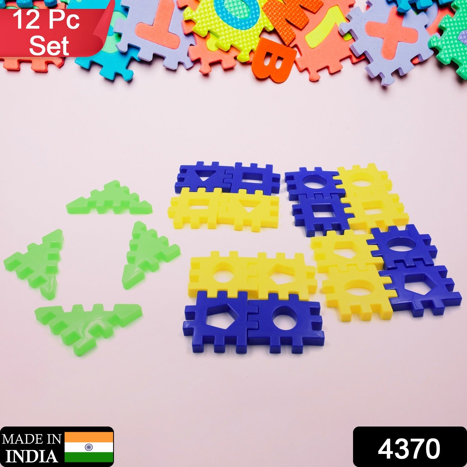 4370 Multi-Color Children's Educational Toys Kids 3-12 Years Old 4 Pc Set Of Digital Block Building Blocks Children's Toys Building Block Educational Gift for Boys Girls (12 Pc Set)