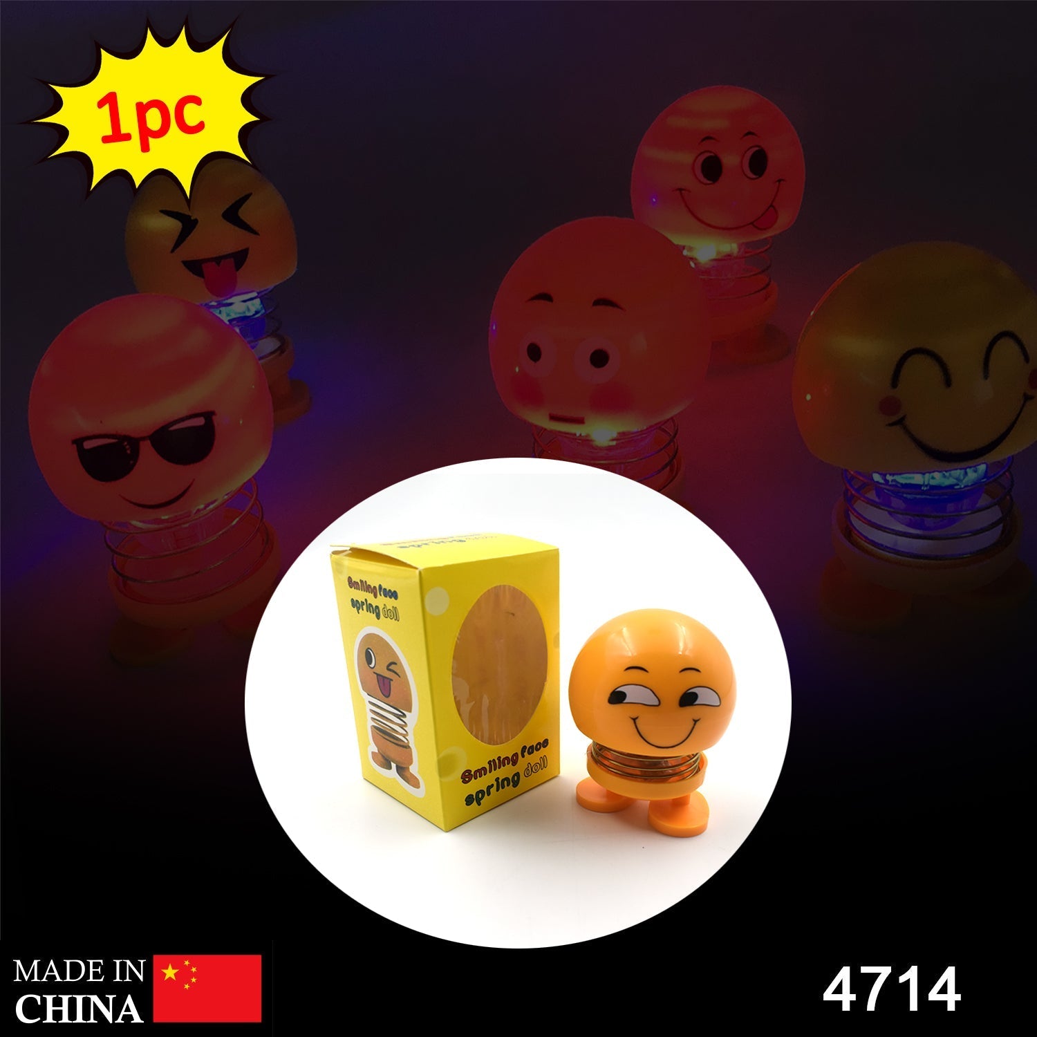 4714 Emoji Shake Car Dashboard Doll Dance for Car interior Decoration With LED Light