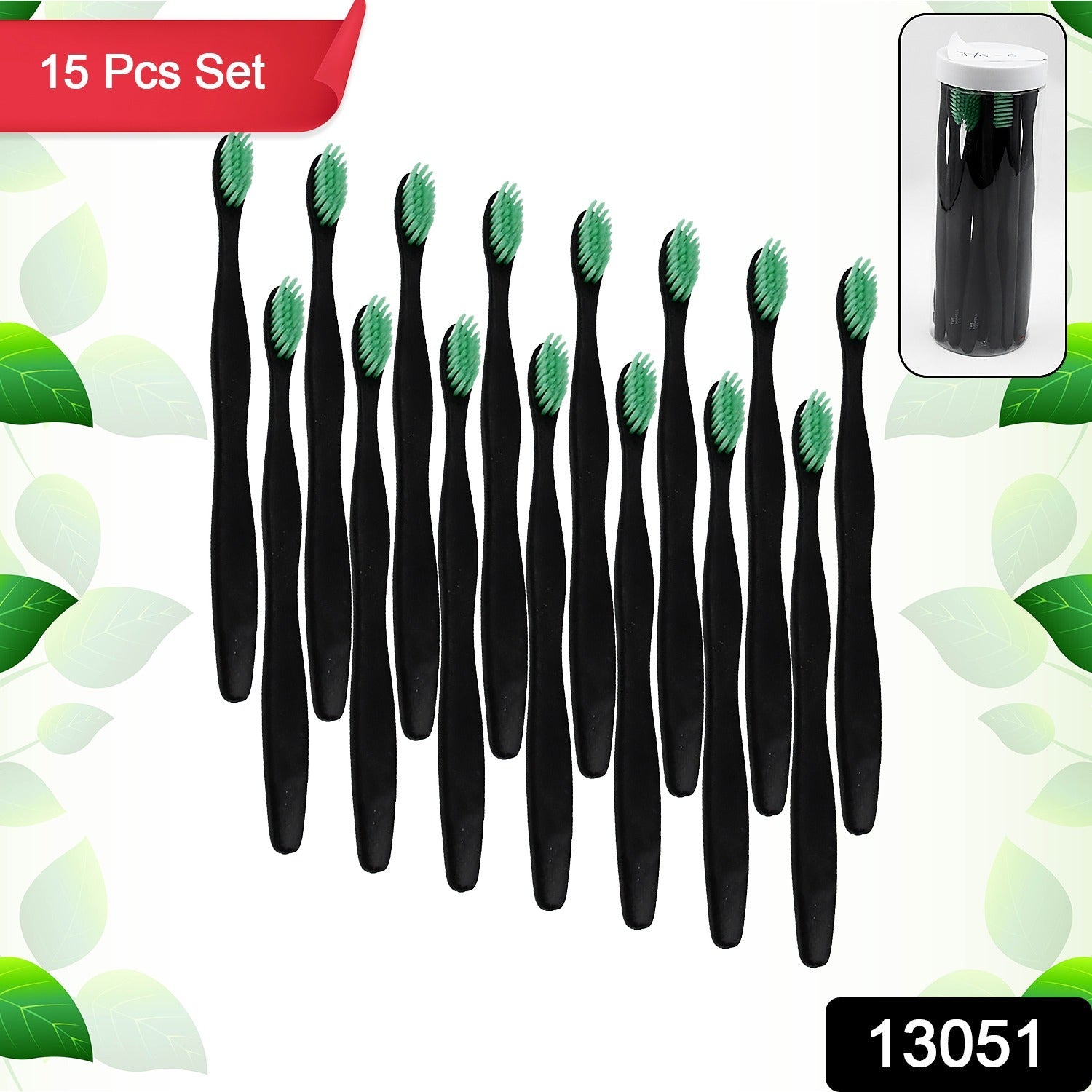13051 Soft Toothbrush With Plastic Round Box for Men and Women, Kids, Adults Plastic Toothbrush (15 pcs Set / Mix Color)