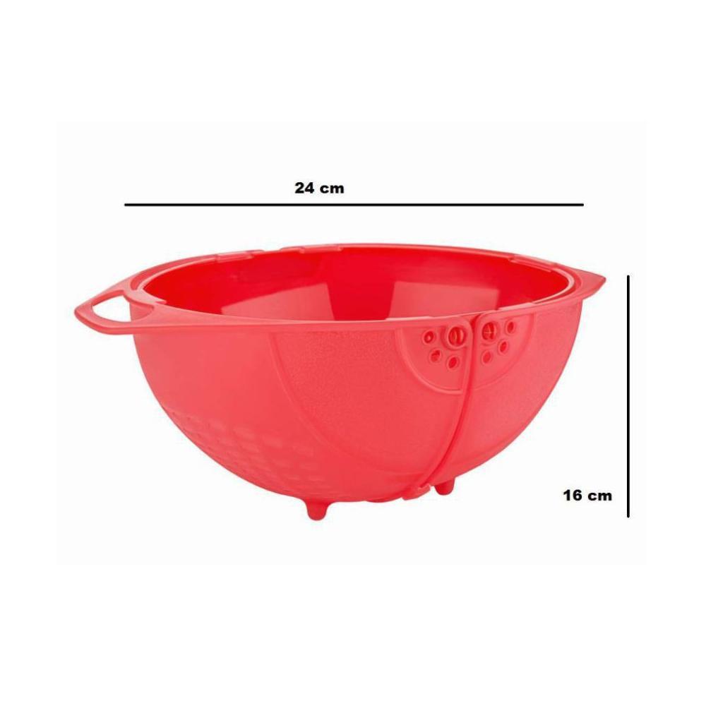 2145 Plastic Revolving Multi Functional Rice, Vegetable Fruit Wash Basket Bowl (Multi Colour)