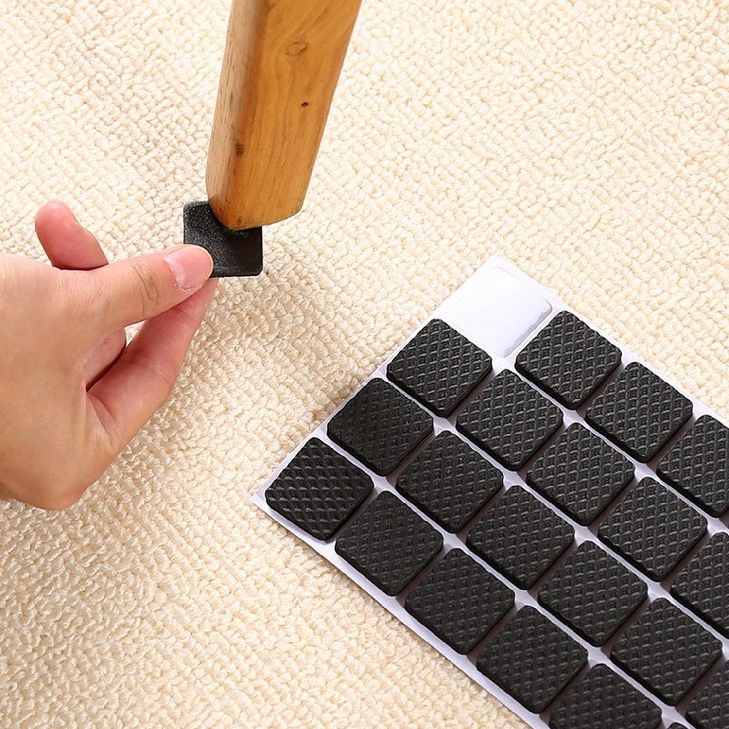9040 12Pcs Self Adhesive Non-Slip for Protecting Tiles, Shiny Hard Wood Floor