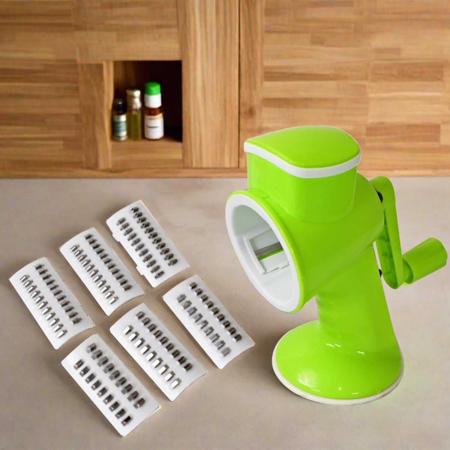 8247 6 in 1 Multi functional Vegetable Cutter & Slicer Hand Machine Cutting, Slice, Cut Thick, Cut Silk All in one βVegetable Chopper Cutter & Slicing Cutter Barrel - Vegetable Grater with 6 Removable Blades