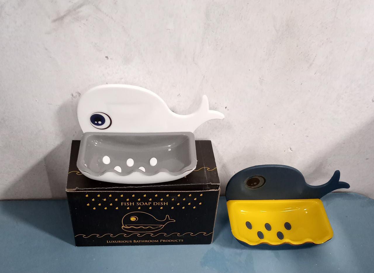 4747 Fish Shape Soap Dish Adhesive Waterproof Wall Mounted Bar Soap Dish Holder (Pack of 2Pc)