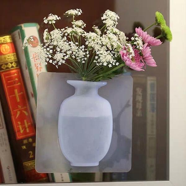 1154 Wall Hanging Silicone Flower Pot Sticker Plant Rack for Decoration (MultiColour)