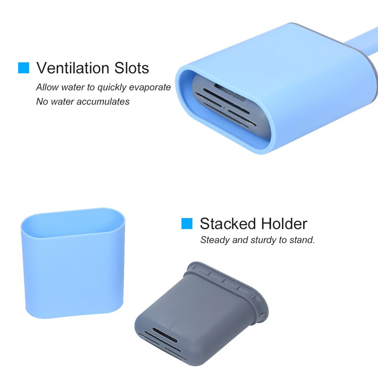 1410A Silicone Toilet Brush with Holder Stand for Bathroom Cleaning